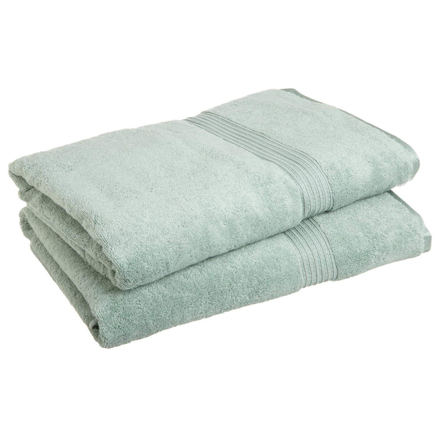 Premium 100% Pure Combed Cotton Bath Sheet Set - Medium Weight, Sage Green - Ultra Soft & Absorbent Towel Set for Spa, Bathroom & Luxury Home Use