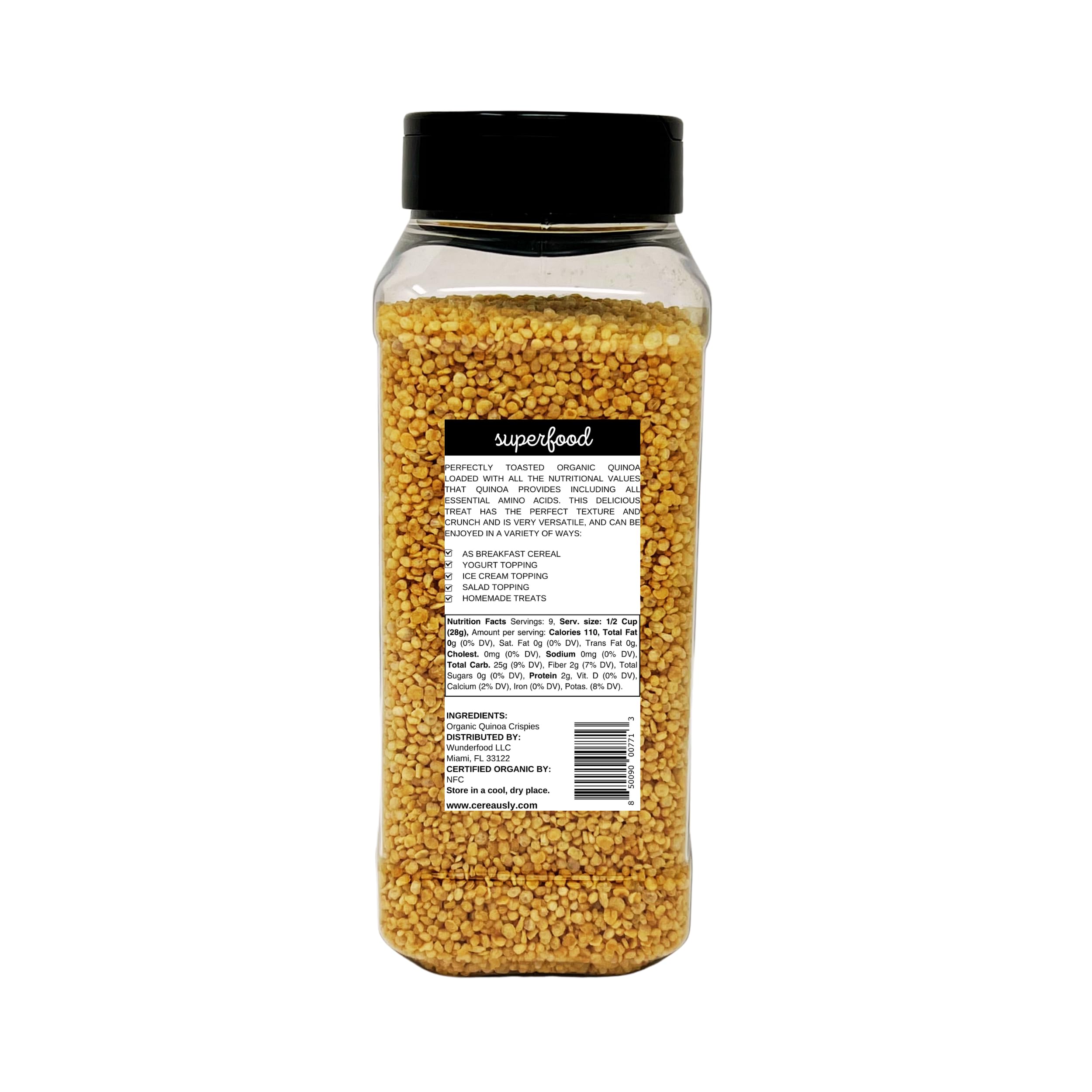 Organic White Quinoa Crisps - Healthy Puffed Quinoa Snacks for Breakfast & Toppings - Sugar-Free Toasted Quinoa Flakes - 9 oz - Perfect for Yogurt, Salads & Baking