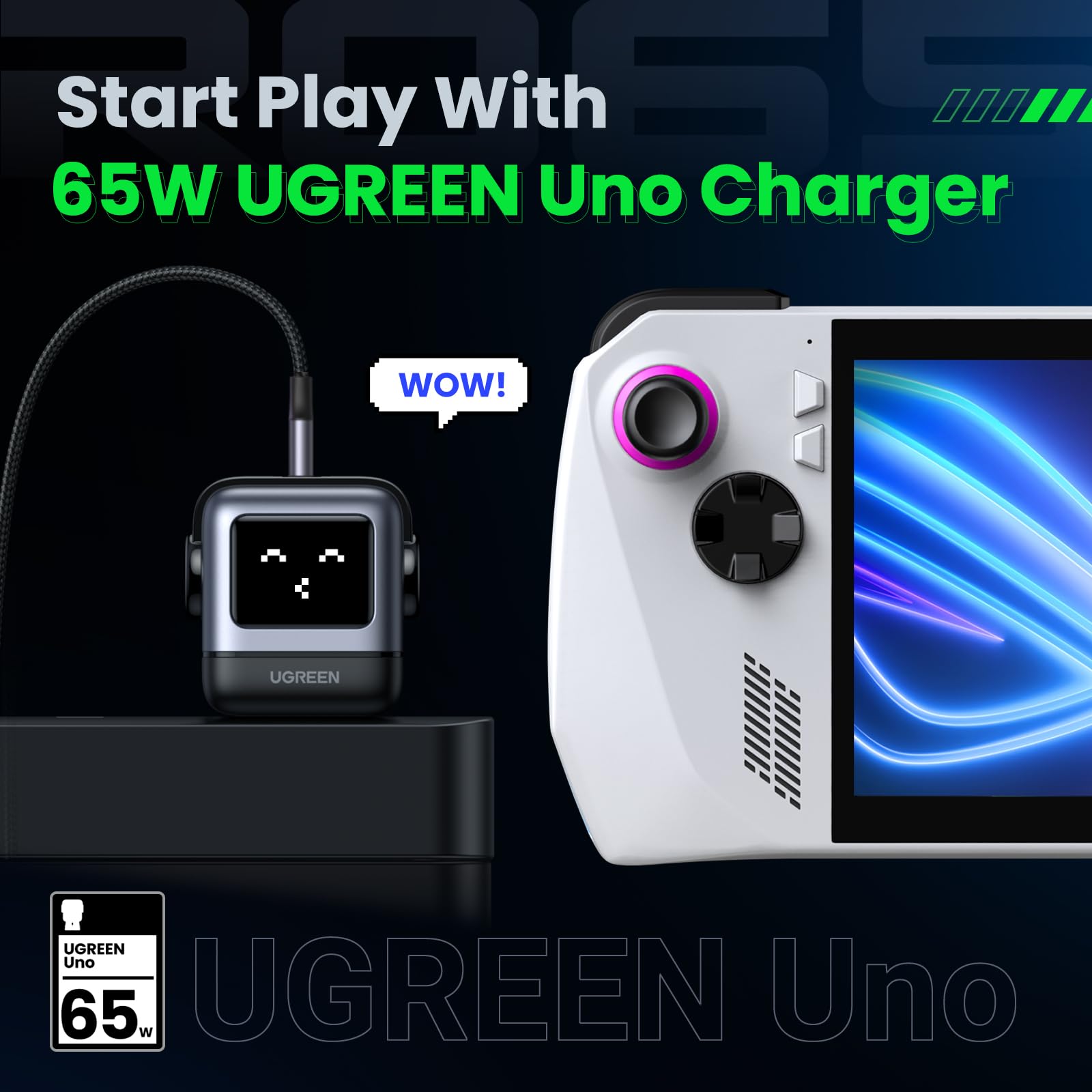 UGREEN Nexode 65W GaN Fast Charger - 3-Port USB C Wall Charger for MacBook Pro/Air, iPhone 16/15 Pro, Galaxy S24 Ultra, Pixel 8, iPad, Steam Deck - Compact Power Adapter for Home, Office & Travel (Black)