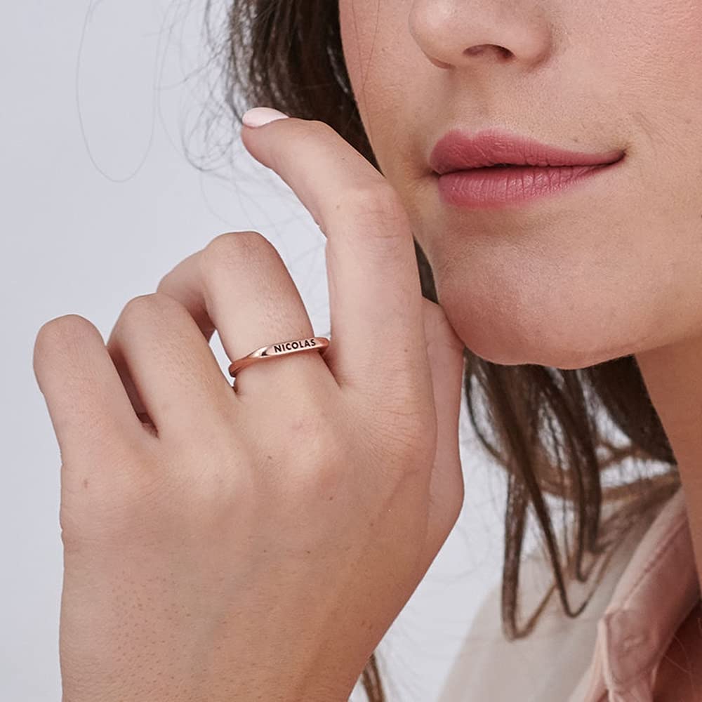 Personalized Name Rings for Women - 10K 14K 18K Gold Plain Wedding Bands, Anniversary & Promise Rings | Perfect for Engagements, Weddings, Gifts & Special Occasions
