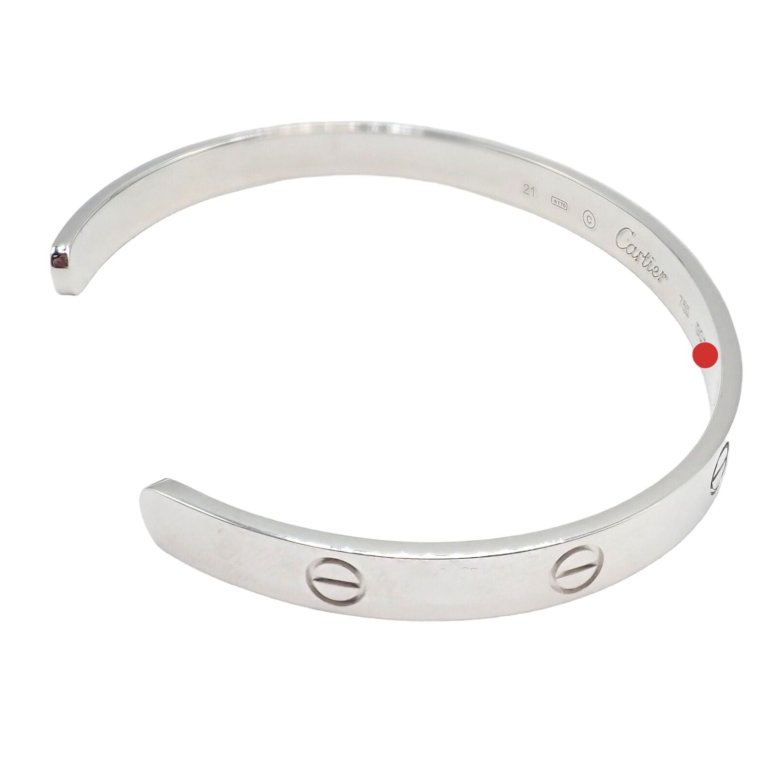 Authentic Cartier 18K White Gold Love Cuff Open Bracelet Size 21 with Certificate - Luxury Jewelry Gift for Women, Anniversary & Special Occasions