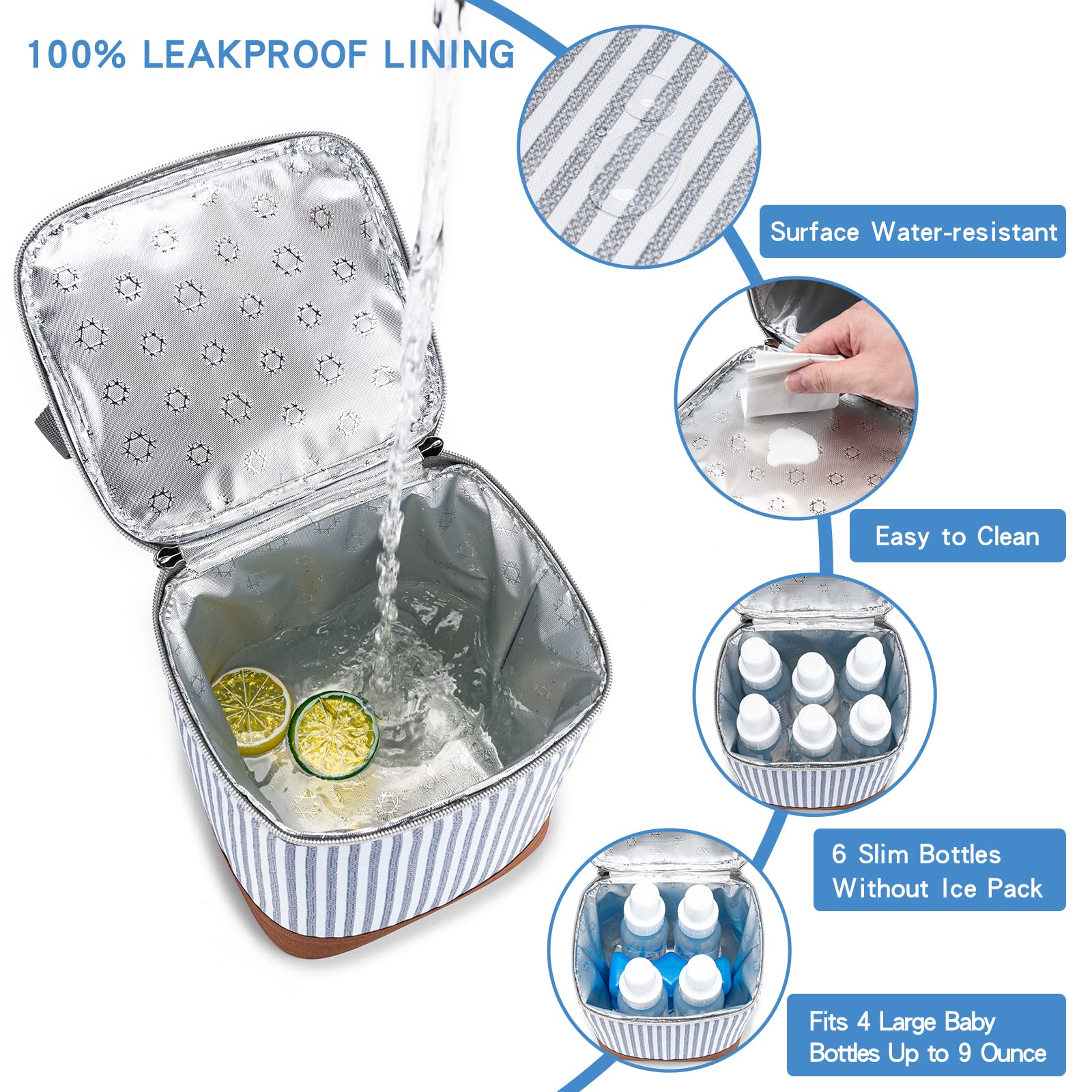Insulated Breast Milk Cooler Bag with Ice Pack - Holds 4 Baby Bottles (9oz Each) for Nursing Moms | Perfect for Daycare, Travel & On-the-Go Use | Adjustable Shoulder Strap Included