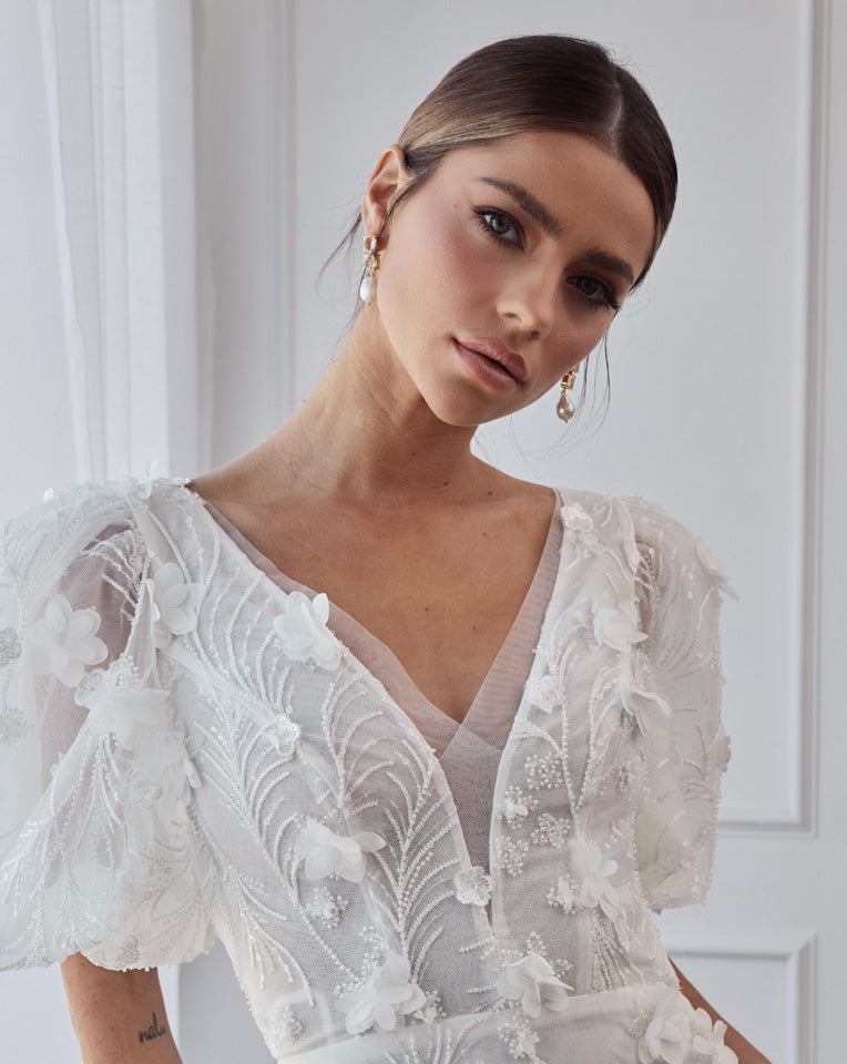Elegant Wedding Earrings with Quartz Gemstone & Baroque Pearl – Ayla by Lola Knight | Perfect for Bridal Jewelry, Formal Events & Special Occasions