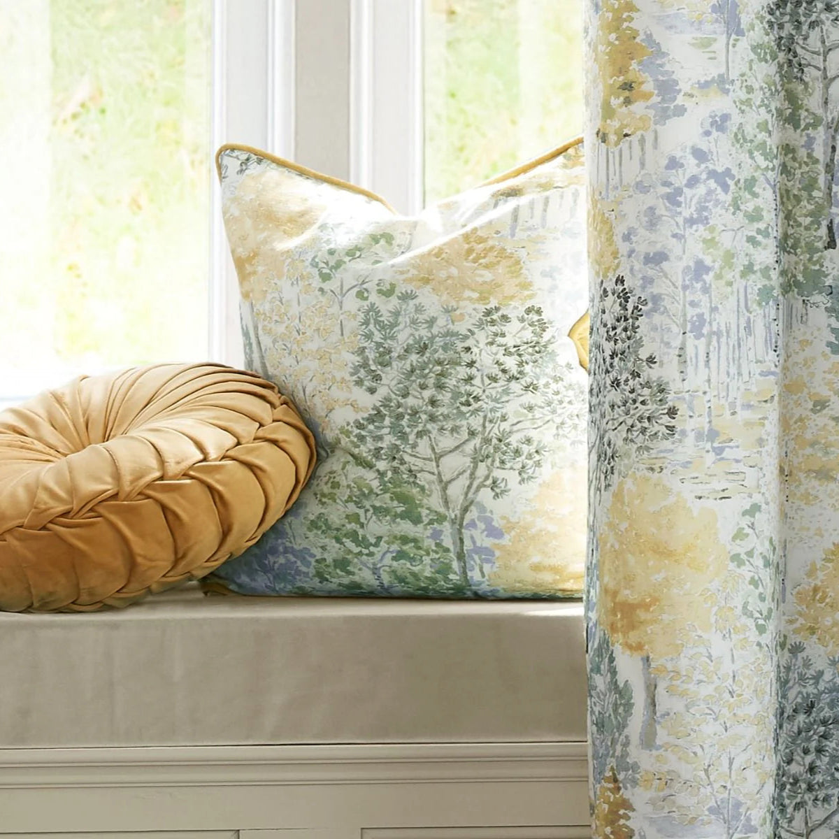 Laura Ashley Bernwood Cushion - Soft Ochre Yellow Throw Pillow Cover for Sofa, Bed & Home Decor | Premium Cotton Fabric | 18x18 Inches