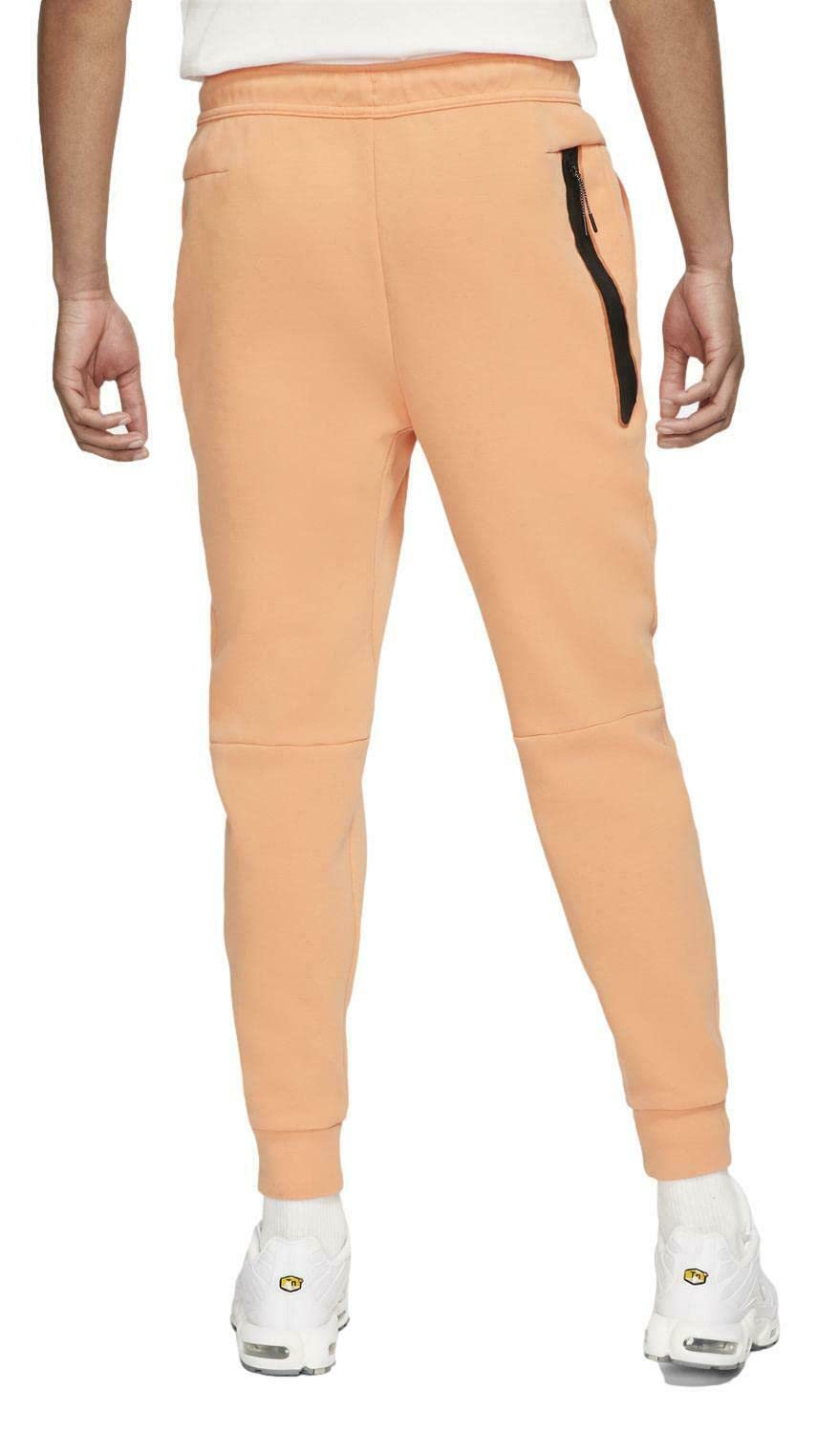 Nike Sportswear Men's Washed Tech Fleece Joggers Pants - Orange Frost/Black, Large Size | Comfortable Athletic Sweatpants for Running, Gym & Casual Wear