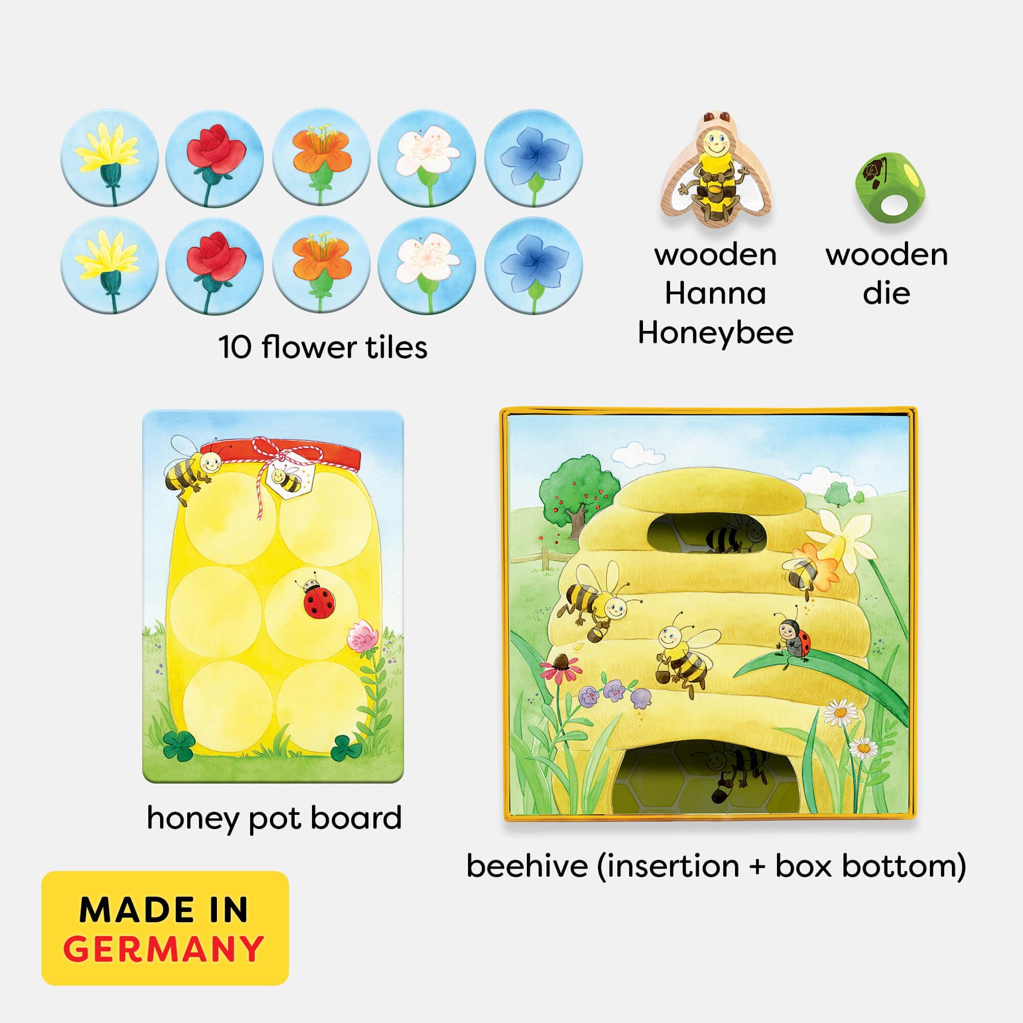 HABA My Very First Games - Hanna Honeybee - 2 Cooperative Color Learning Board Games for Toddlers Age 2-4 | Preschool Educational Toys | Made in Germany | Perfect for Family Game Night & Early Childhood Development