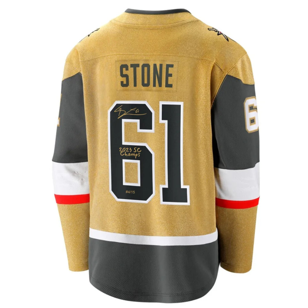 Mark Stone Signed Vegas Golden Knights Gold Jersey #D/15 - Limited Edition Autographed Hockey Jersey with IGM COA - Perfect for NHL Fans, Sports Memorabilia Collectors & Home Decor