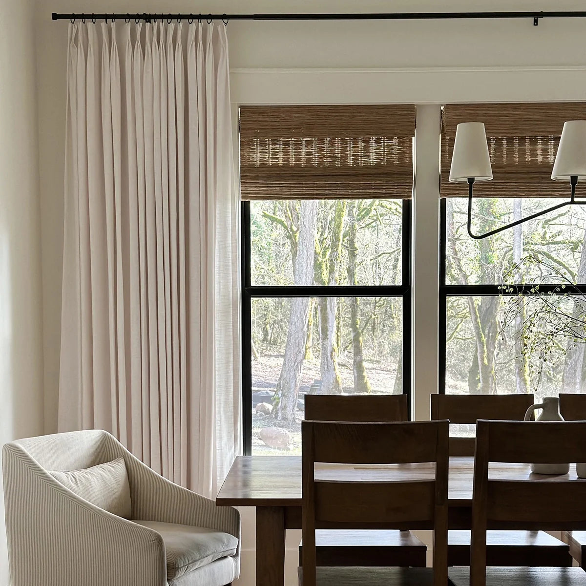 Pinch Pleated Blackout Curtains - 100% Linen Custom Drapes in Grey & Beige | Modern Thermal Insulated Window Treatments for Living Room & Bedroom