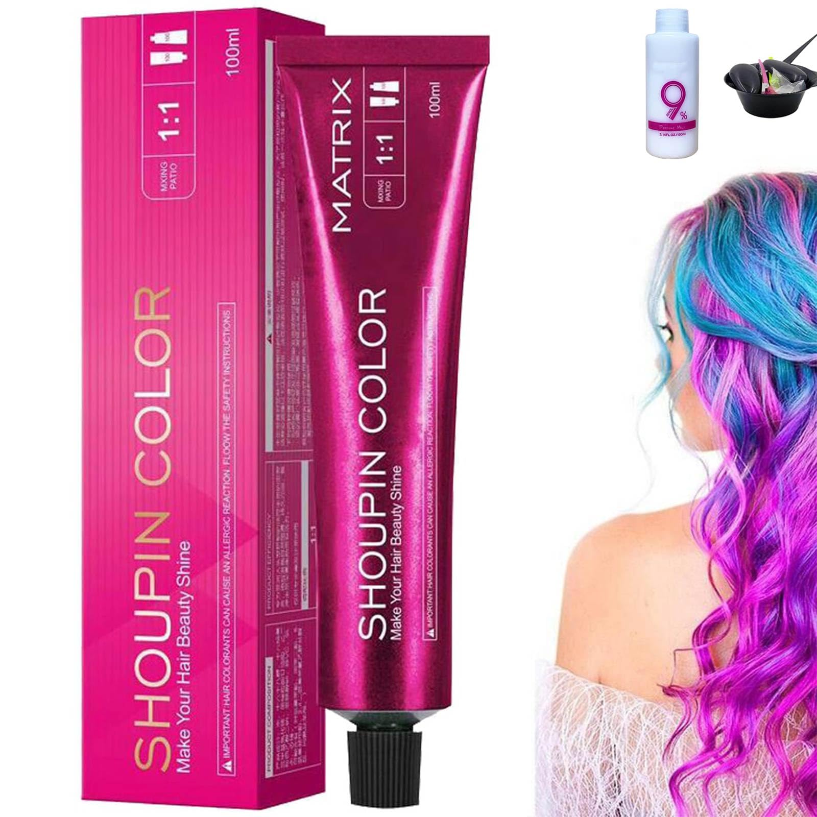Shouping Color Tinte Hair Dye - No Bleach Nourishing Coloring Shampoo for Men & Women | Permanent DIY Fashion Hair Color for Home Use & Salon Styling