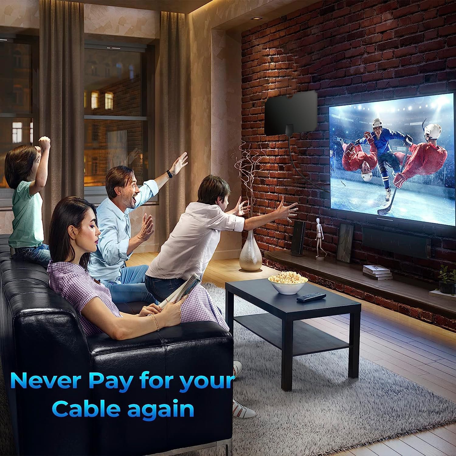 Digital TV Antenna for Smart TV - Indoor HDTV Antenna with 15ft Coaxial Cable, Supports 4K 1080p Local Channels, Long Range Reception & Omnidirectional Signal - Perfect for Home Theater, Apartment, RV & Office Use