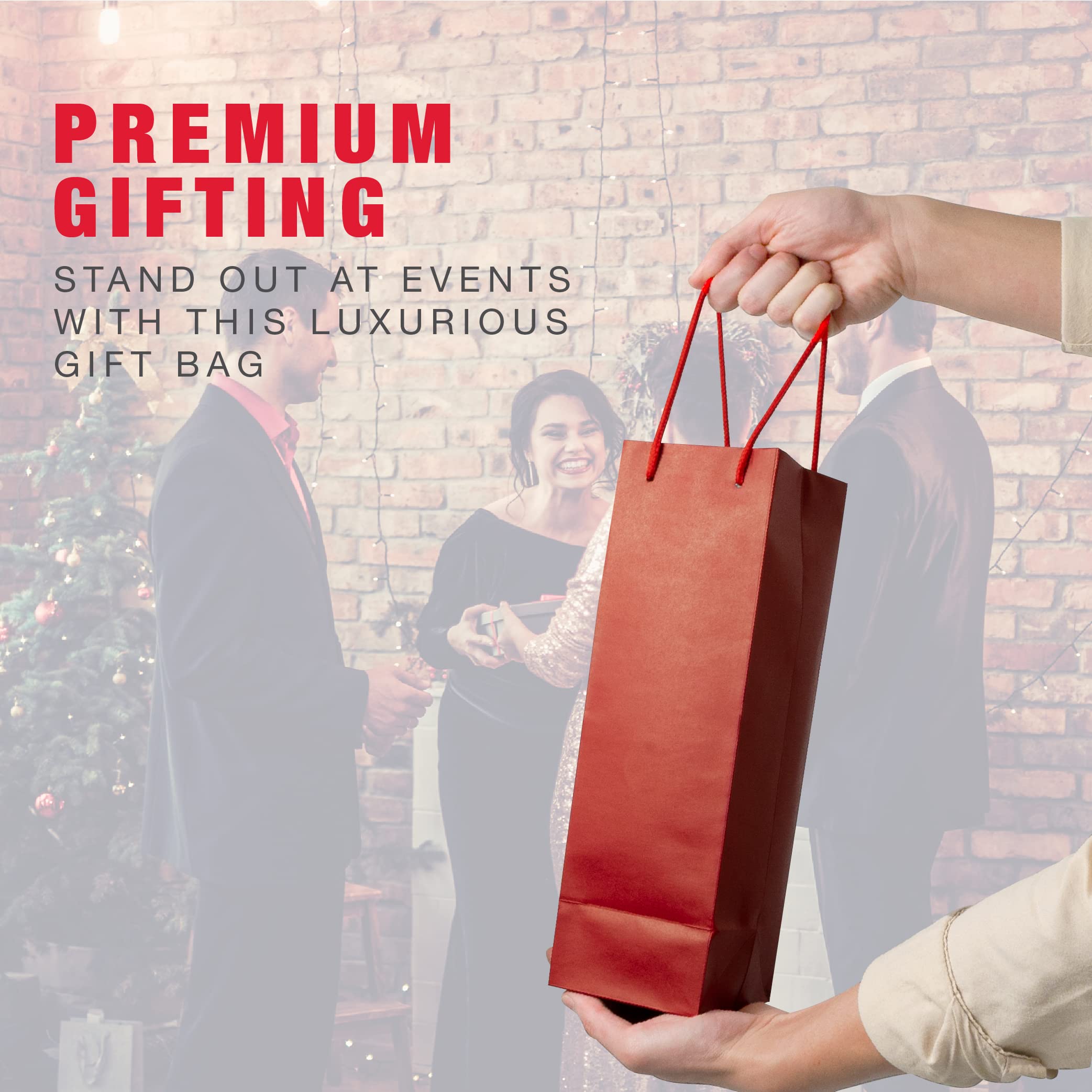 60Pcs Red Kraft Wine Bottle Gift Bags - 4x4x13 Inch Tall Wine Bags for Gifts, Parties & Holiday Packaging | Reusable & Eco-Friendly