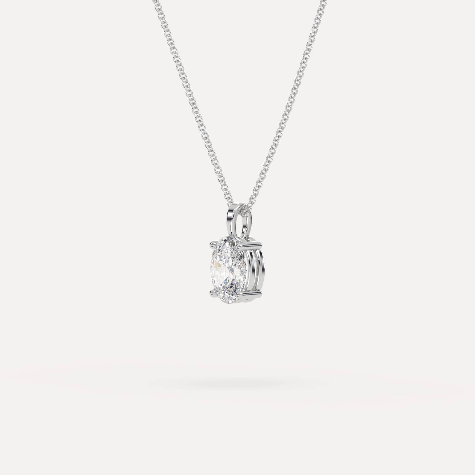 1 Carat Oval Diamond Pendant Necklace for Women - 14K White Gold Solitaire Necklace Jewelry Gift for Anniversary, Valentine's Day & Special Occasions