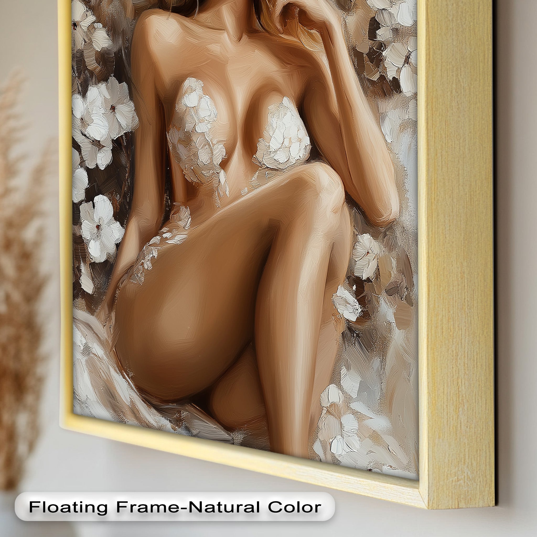 Blossom Muse Romantic Nude Oil Painting - Handmade Canvas Art for Home Decor, Bedroom & Living Room Wall Art