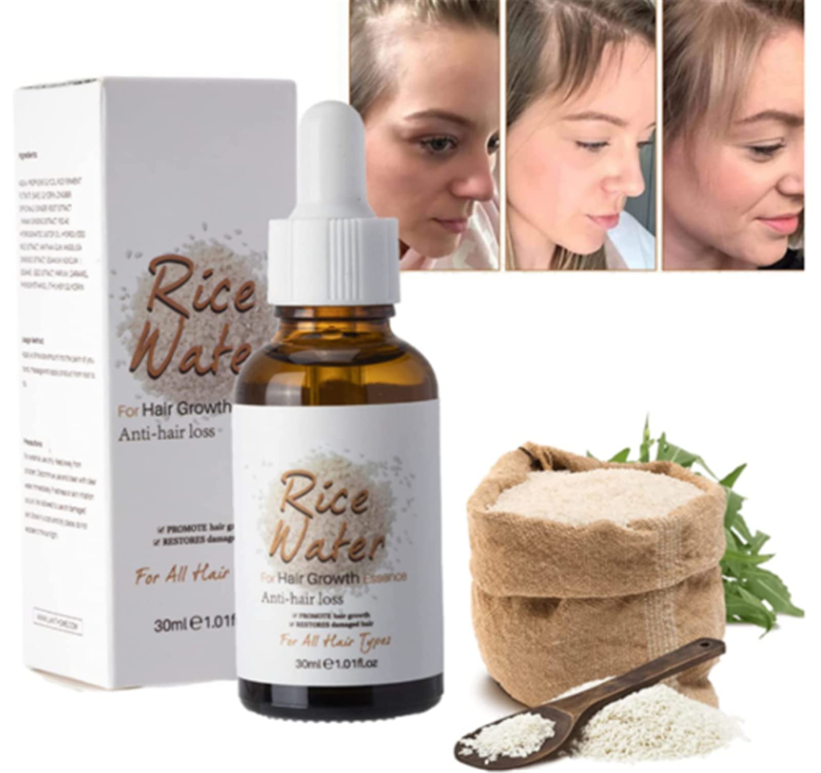 30ML PurAect Fermented Rice Water Hair Growth Serum - Natural Anti Hair Loss Treatment for Thinning Hair & Hair Regrowth | Nourishing Hair Oil for Damaged Hair | Perfect for Daily Hair Care Routine & Scalp Treatment