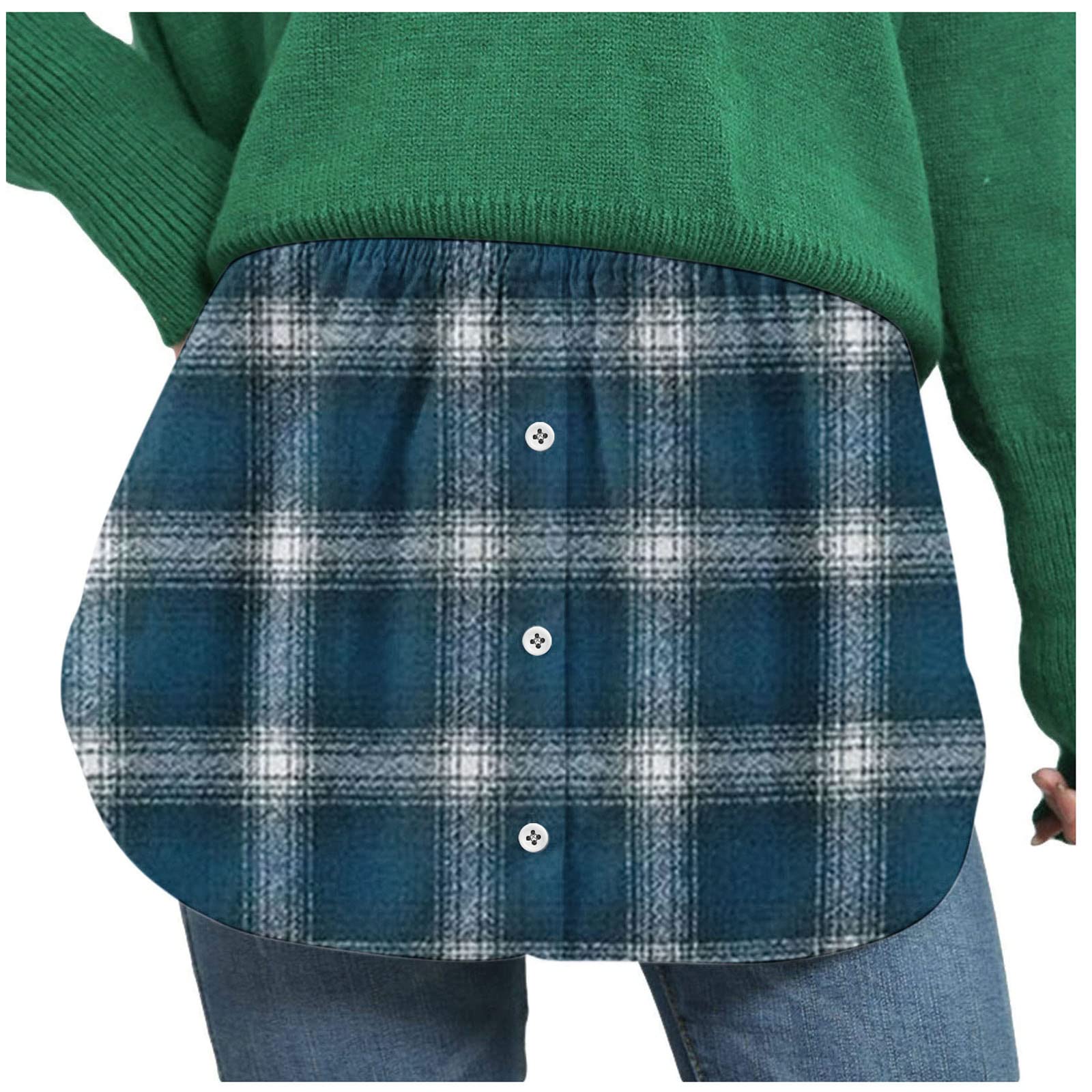 Women's Plus Size Plaid Print Shirt Extender - Layering Top with Fake Hem Mini Skirt Design for Casual Outfits & Office Wear