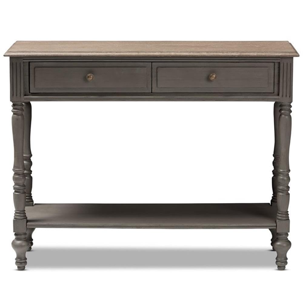 Baxton Studio Noemie 2-Drawer Brown Console Table - Entryway Sofa Table, Hallway Furniture, Living Room Storage Solution