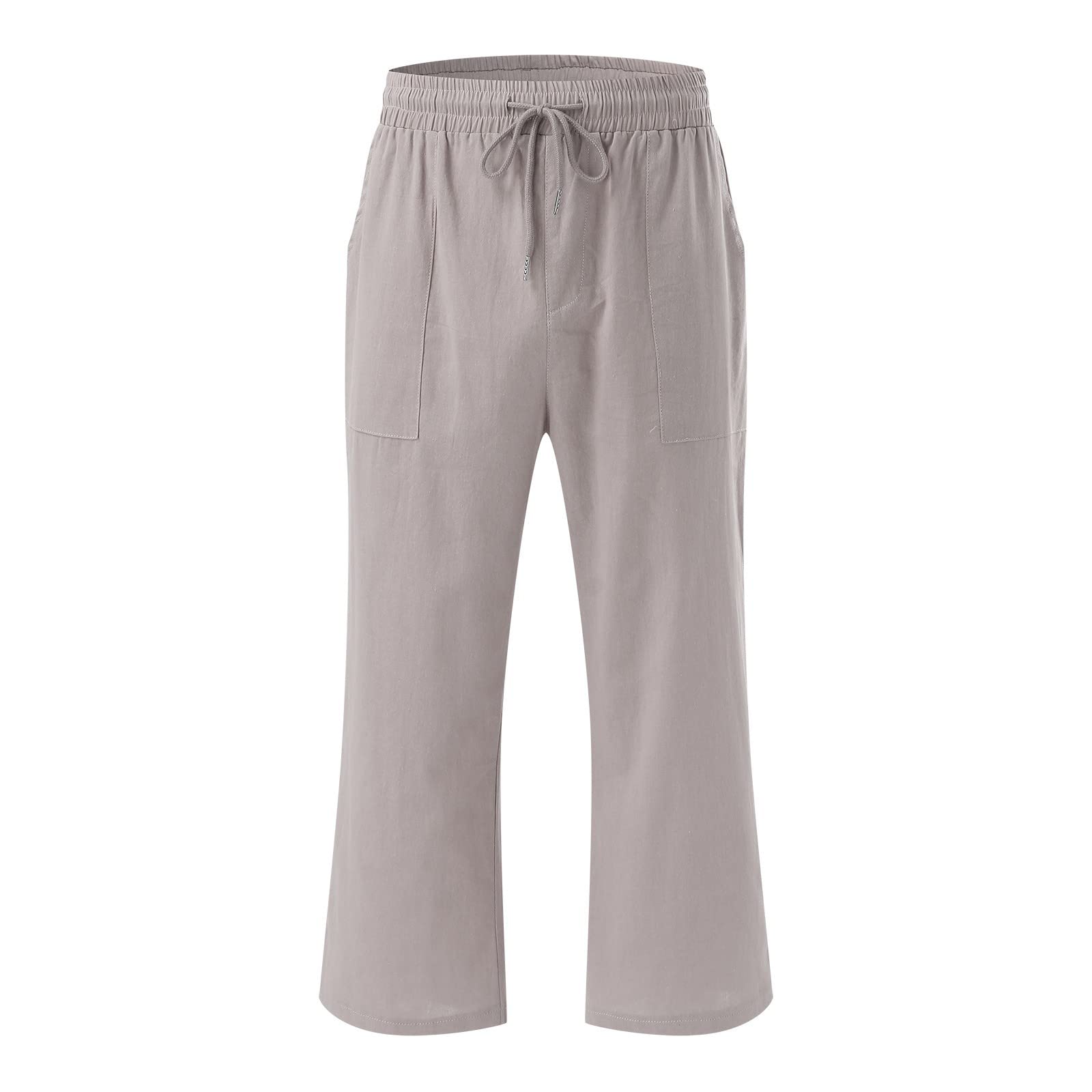 Women's Linen Pants - Comfortable Straight Leg Drawstring Elastic Waist Casual Lounge Trousers | Perfect for Summer, Yoga, Travel & Home Relaxation