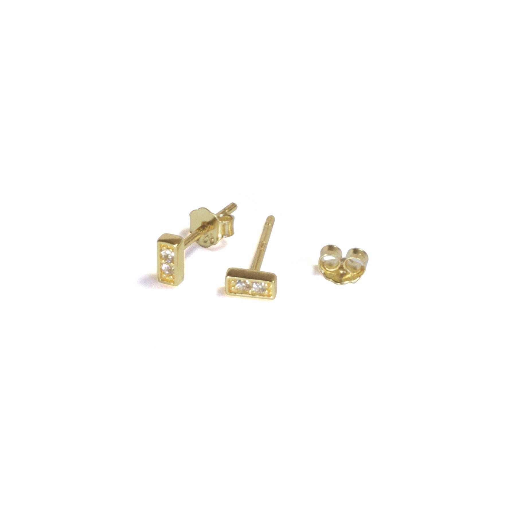 Small CZ Bar Stud Earrings - Cubic Zirconia Minimalist Studs for Women - Perfect for Everyday Wear, Work & Special Occasions
