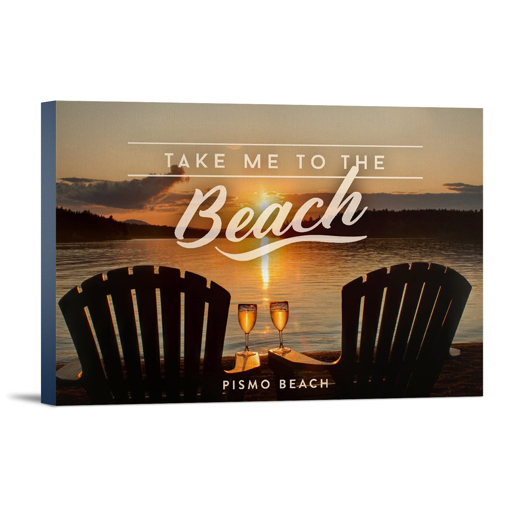 Lantern Press Pismo Beach California Wall Art - 12x18 Wrapped Canvas Beach Decor with 'Take Me to the Beach' Sentiment - Perfect for Coastal Living Rooms, Beach House Decor & Vacation Home Wall Art