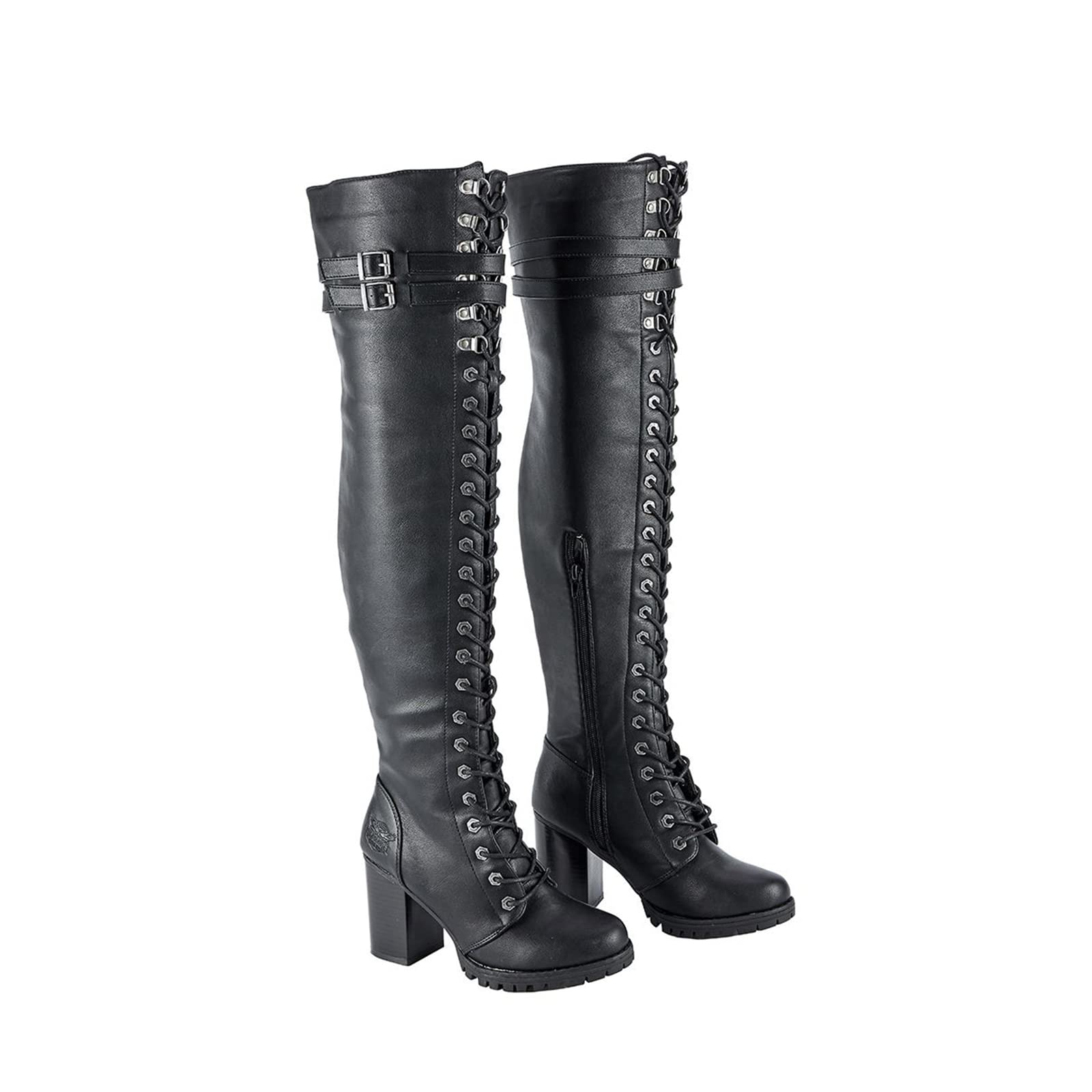 GARGOYLE BELLS Women's Over The Knee Boots - Lace Up Thigh High Boots with Zip & Buckle Closure | Soft Leather Tall Boots for Women | Perfect for Fall Fashion, Night Out & Winter Outfits