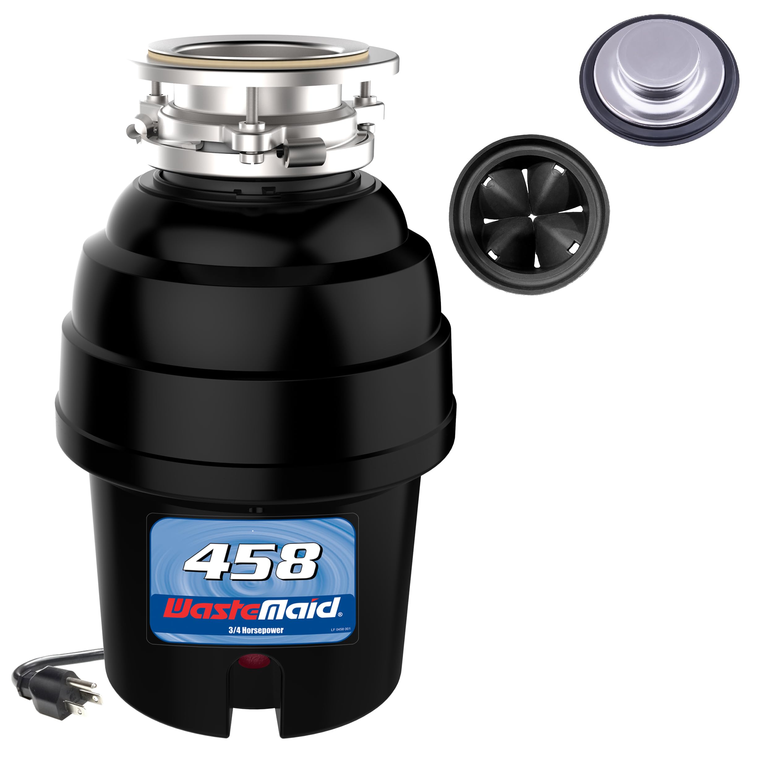 Waste Maid 10-US-WM-458-3B 3/4 HP Stainless Steel Garbage Disposal with Anti-Jam Technology - Powerful Food Waste Grinder for Kitchen Sink, Black | Ideal for Home, Restaurant & Commercial Use