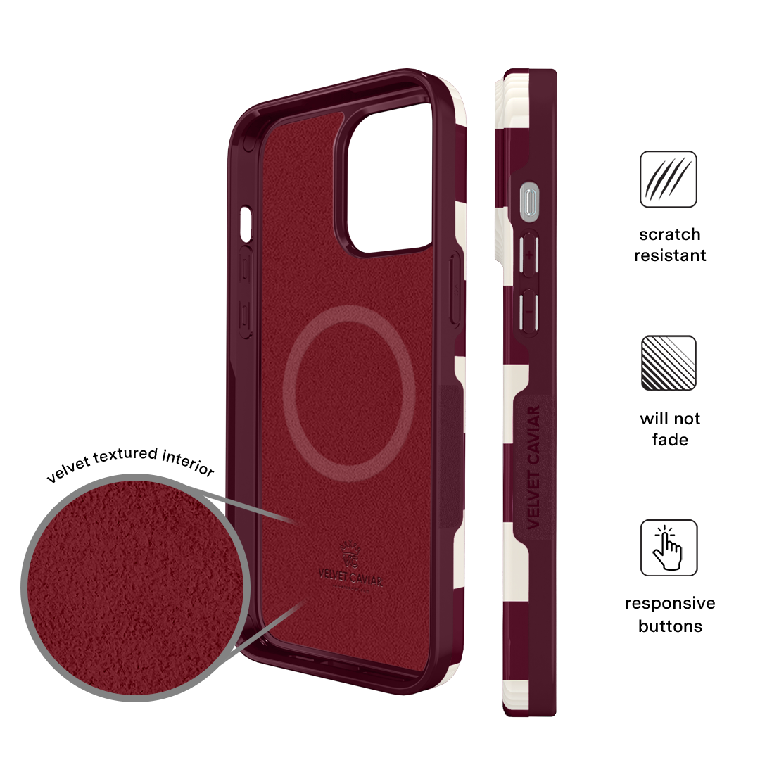 Stylish Burgundy iPhone Case with Vibe Check Design - Perfect for Everyday Protection & Trendy Aesthetic