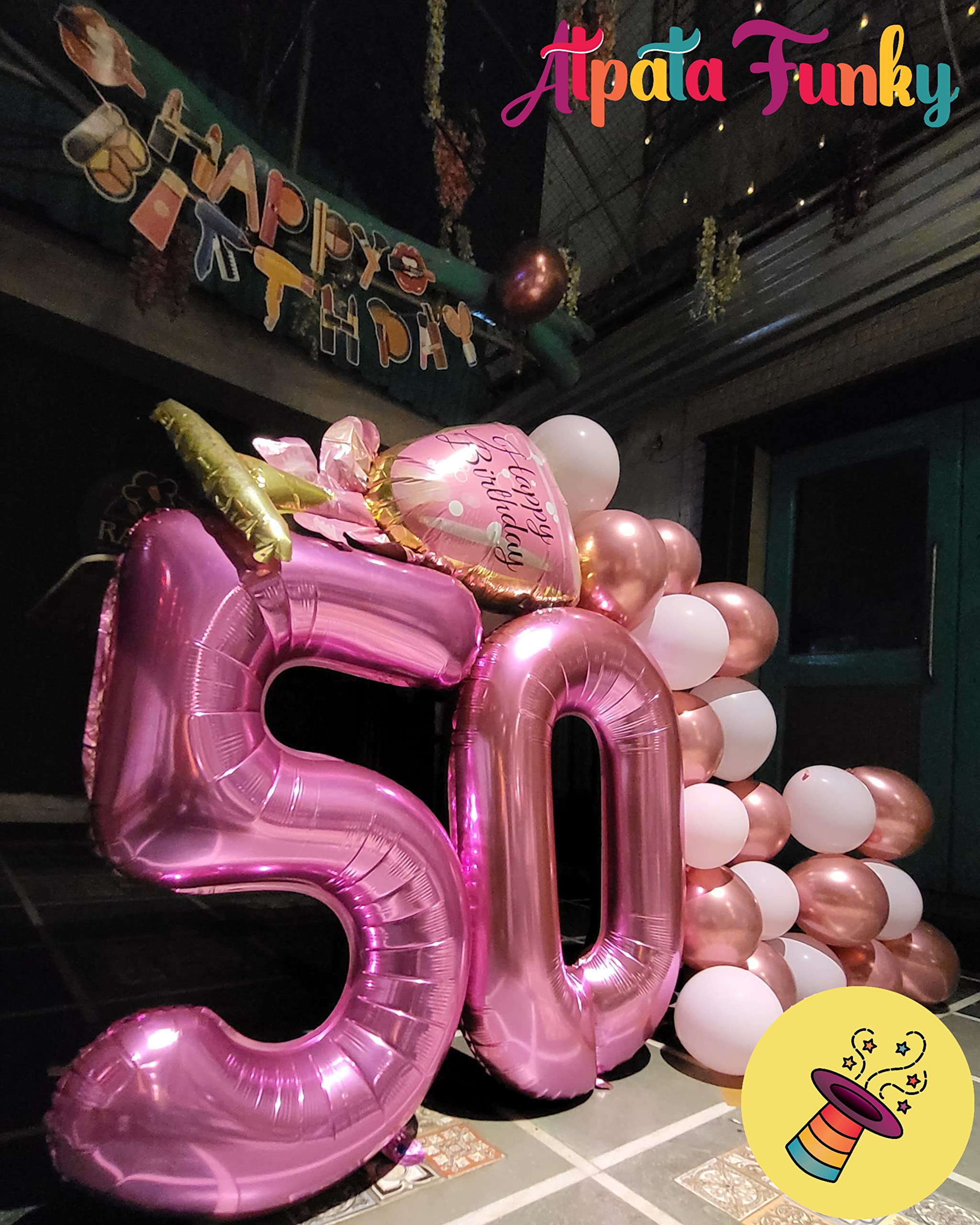 Atpata Funky Makeup Theme Happy Birthday Banner - Glamorous Beauty Party Decor for Makeup Lovers | Perfect for Birthday Celebrations, Bridal Showers & Beauty-Themed Events