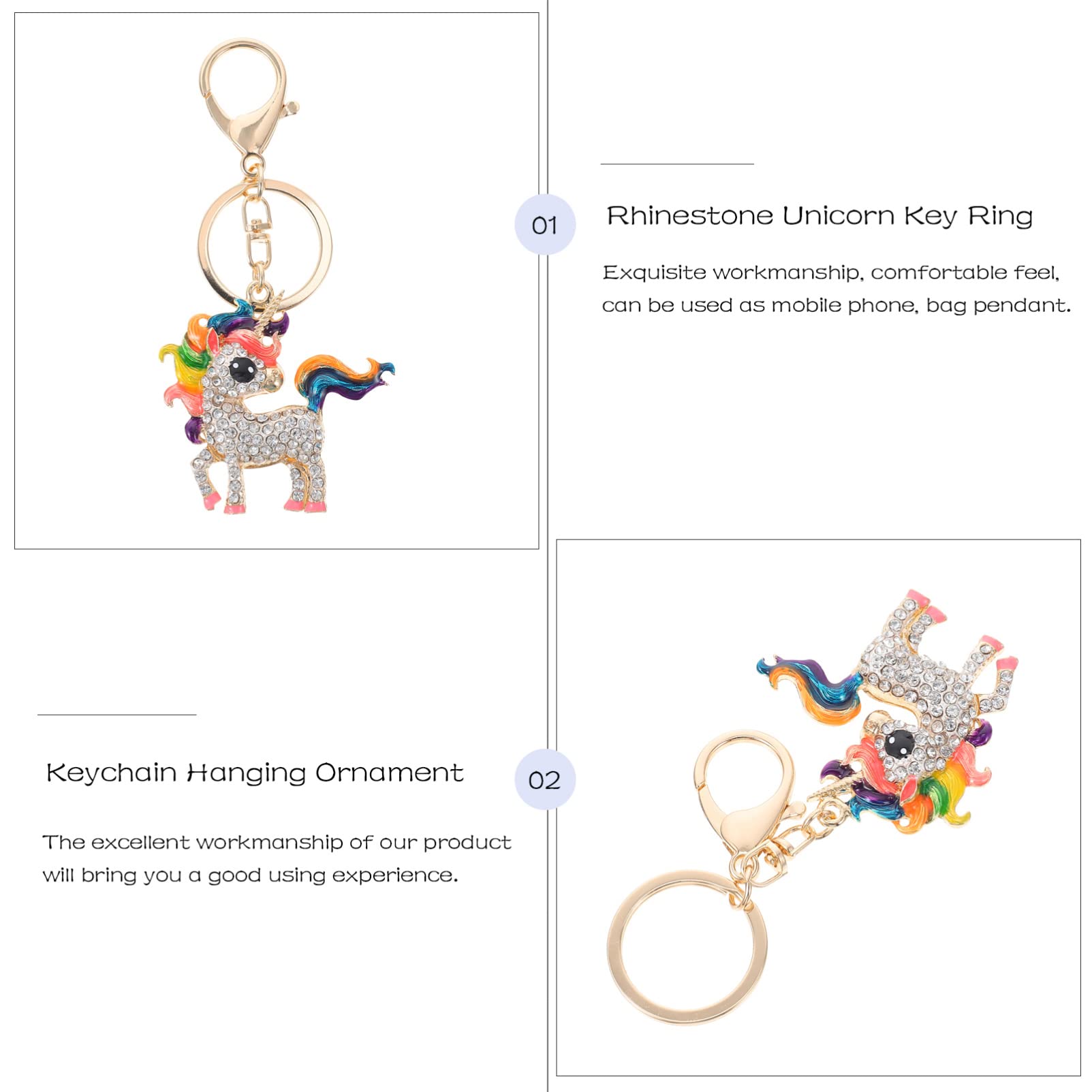 VALICLUD Elegant Unicorn Purse Charms - Sparkling Rhinestone Keychain & Ring Set for Handbags - Perfect Gift for Women & Girls - Great for Accessorizing Bags, Backpacks, or Keys