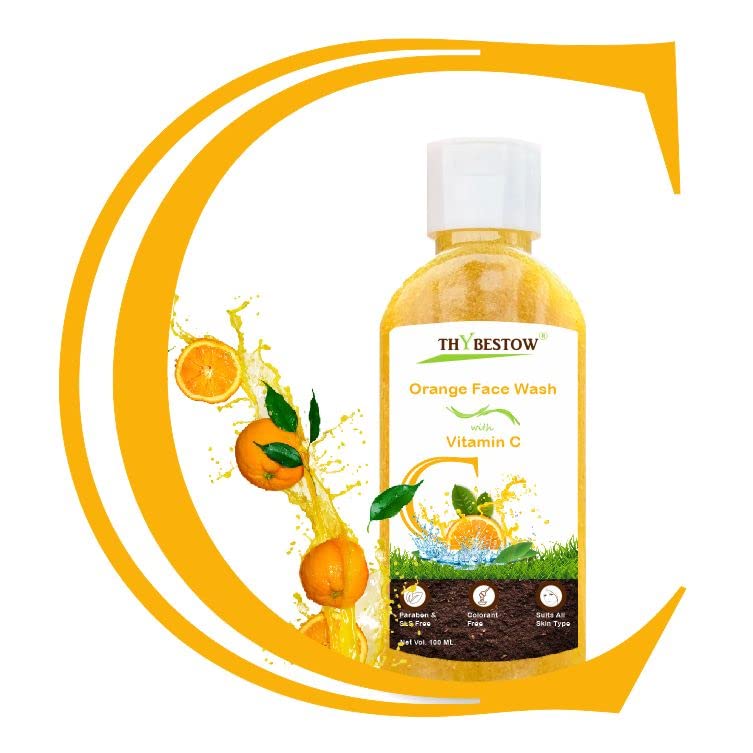 ThyBestow Vitamin C Orange Face Wash for Men & Boys - Brightening & Acne Control (Pack of 2, 100ml) - Daily Skincare for Oily & Sensitive Skin