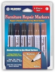 6-Piece Furniture Repair Markers Set - Wood Scratch & Stain Repair Pens for Floors, Tables, Cabinets - Easy DIY Home Fix (5-Pack) - Perfect for Restoring Scratched Wooden Surfaces & Furniture
