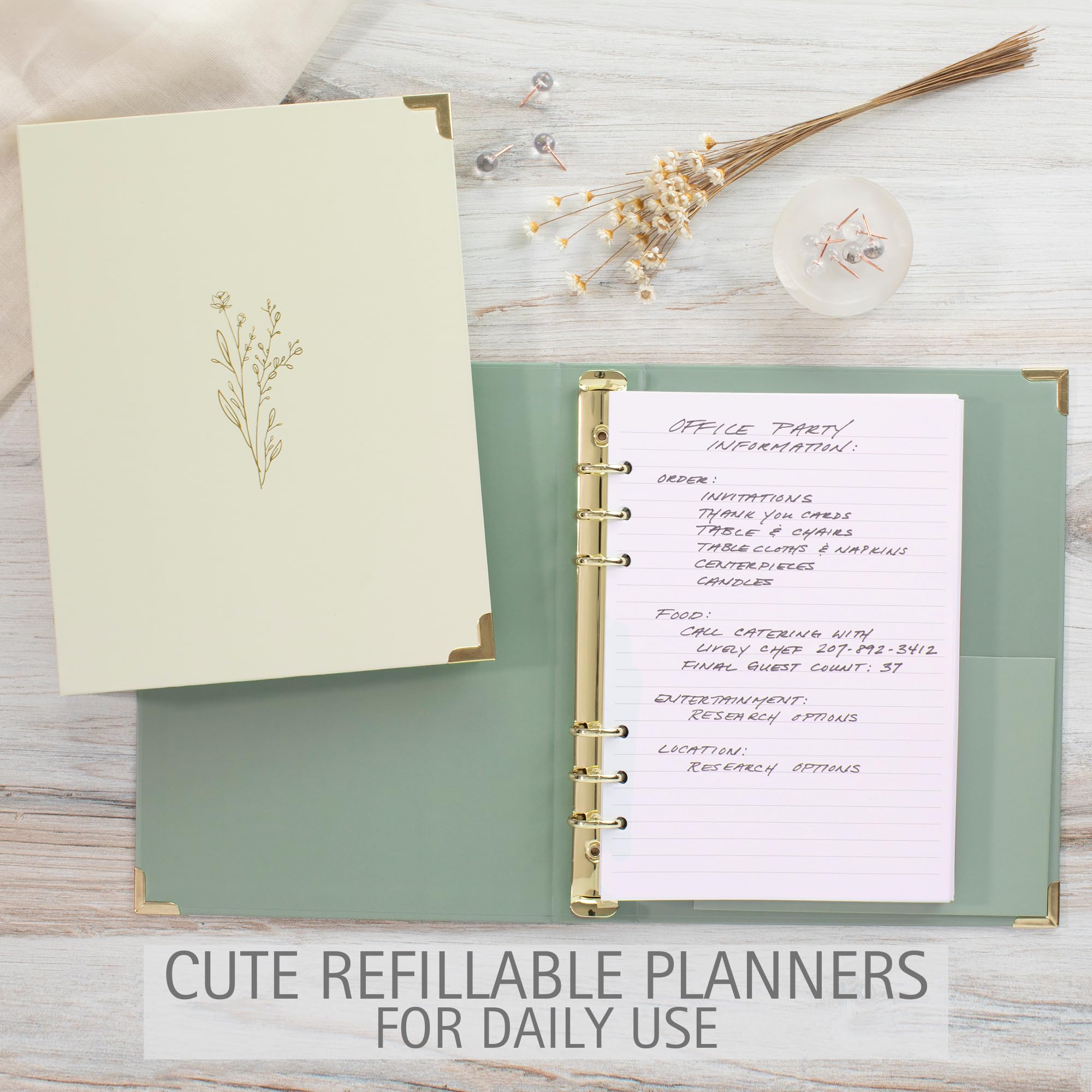 Aesthetic 6-Ring A5 Binder Set of 2 - 0.75 Inch Refillable Planner Binder for Journaling, Scrapbooking & Collections - Compact Notebook Organizer with Pocket - Perfect for School, Office & Travel Organization