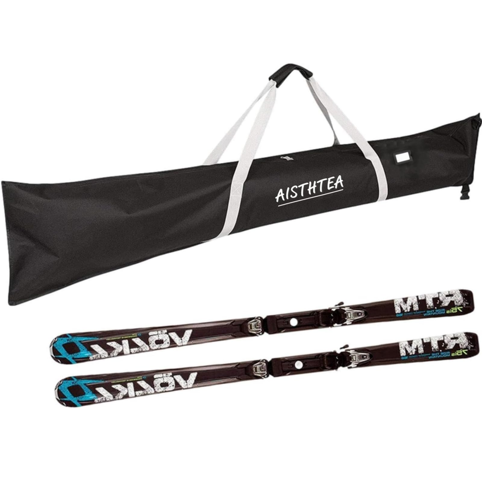 **1680D Waterproof Ski & Snowboard Travel Bag - Adjustable Length, Durable Polyester, Fits Skis Up to 180cm - Perfect for Air Travel & Winter Sports Storage (Black, Unisex)**    *Use Case: Ideal for protecting skis and snowboards during travel, storage, and harsh weather conditions.*