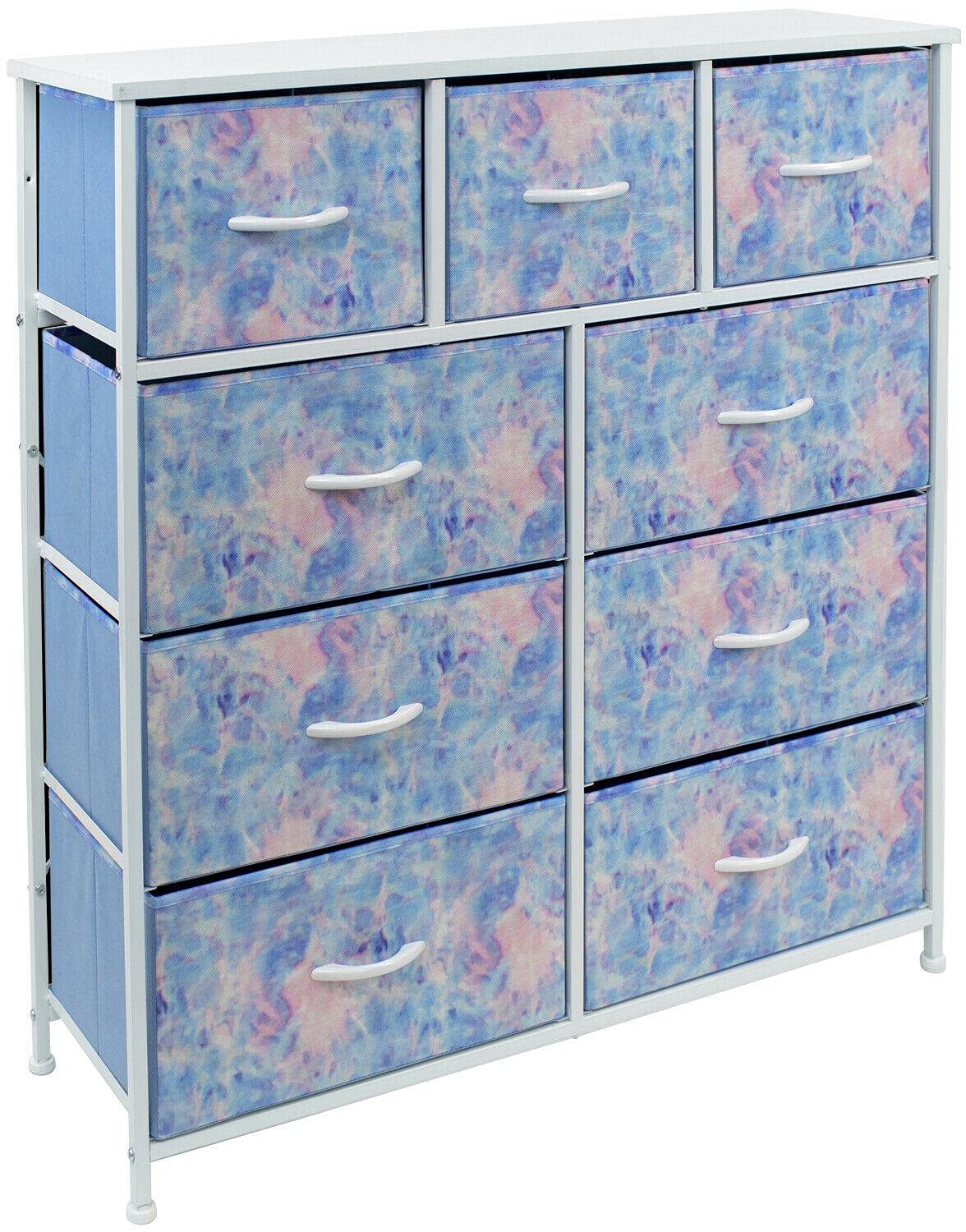 9-Drawer Nightstand Chest Dresser for Bedroom & Office - Tie-Dye Storage Cabinet with Organizer | Perfect for Bedside, Closet Organization & Small Space Storage