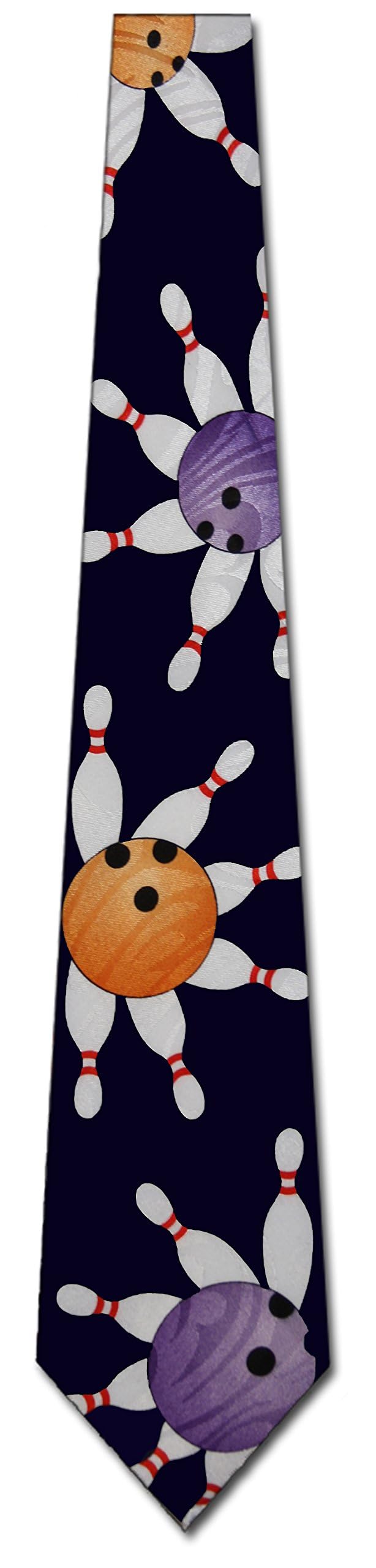 Bowling Ball and Pins Men's Necktie - Stylish Bowling Themed Necktie for Men - Perfect for Bowling Enthusiasts, Casual Wear, and Themed Parties