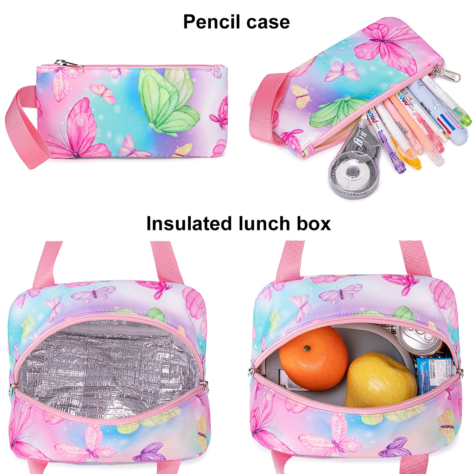 CAMTOP Girls Backpack with Lunch Box Set - Durable School Bookbag for Kids, Lightweight & Waterproof Backpack for School, Travel, and Outdoor Activities