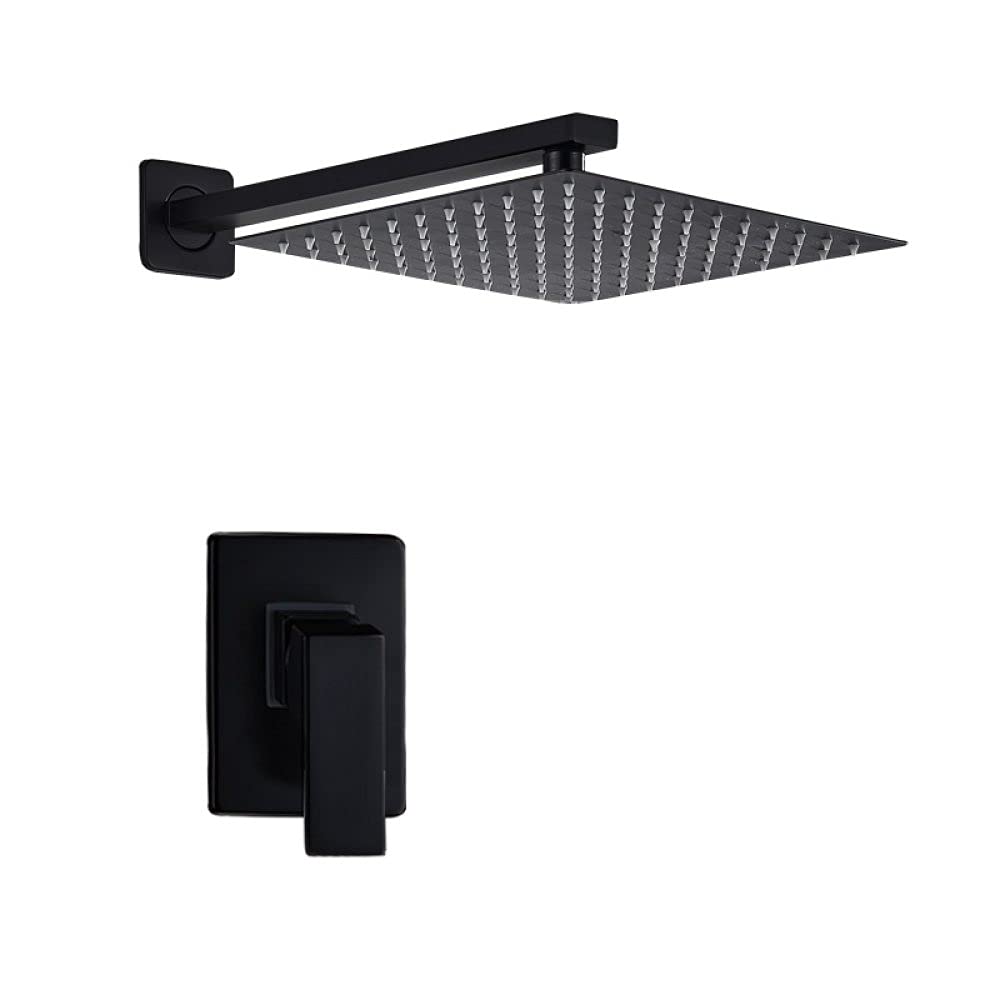 UIOXAIE Matt Black Shower System - 8/10/12/16 Inch Rainfall Shower Head with Hand Spray, Hot & Cold Water Mixer Tap for Modern Bathroom | Perfect for Spa-Like Showers and Luxury Bathroom Upgrades