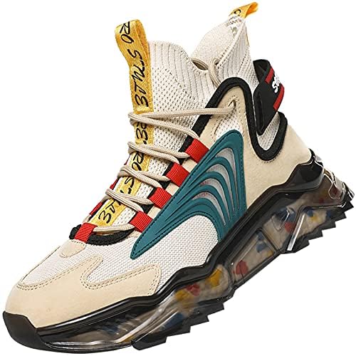 **LZDZN Men's High-Top Basketball Sneakers - Breathable Running & Trail Shoes for Sports, Walking - Black, Beige, Grey - Available in Men's & Women's Sizes - Perfect for Gym, Outdoor Training & Casual Wear**