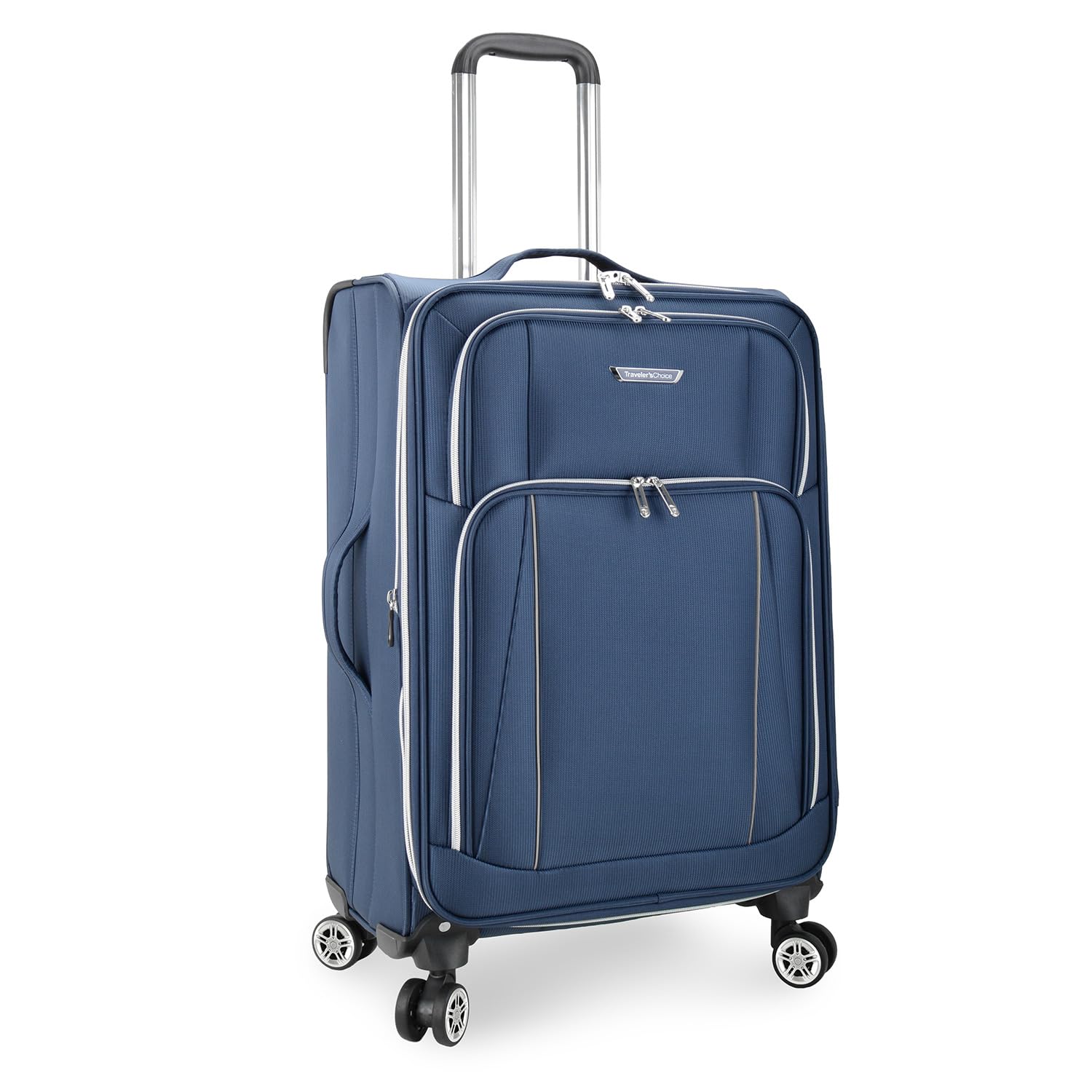 Lares Softside Expandable Spinner Luggage 26-Inch Checked Suitcase - Navy Blue Travel Bag for Airlines, Business Trips & Family Vacations | Durable Lightweight Expandable Design