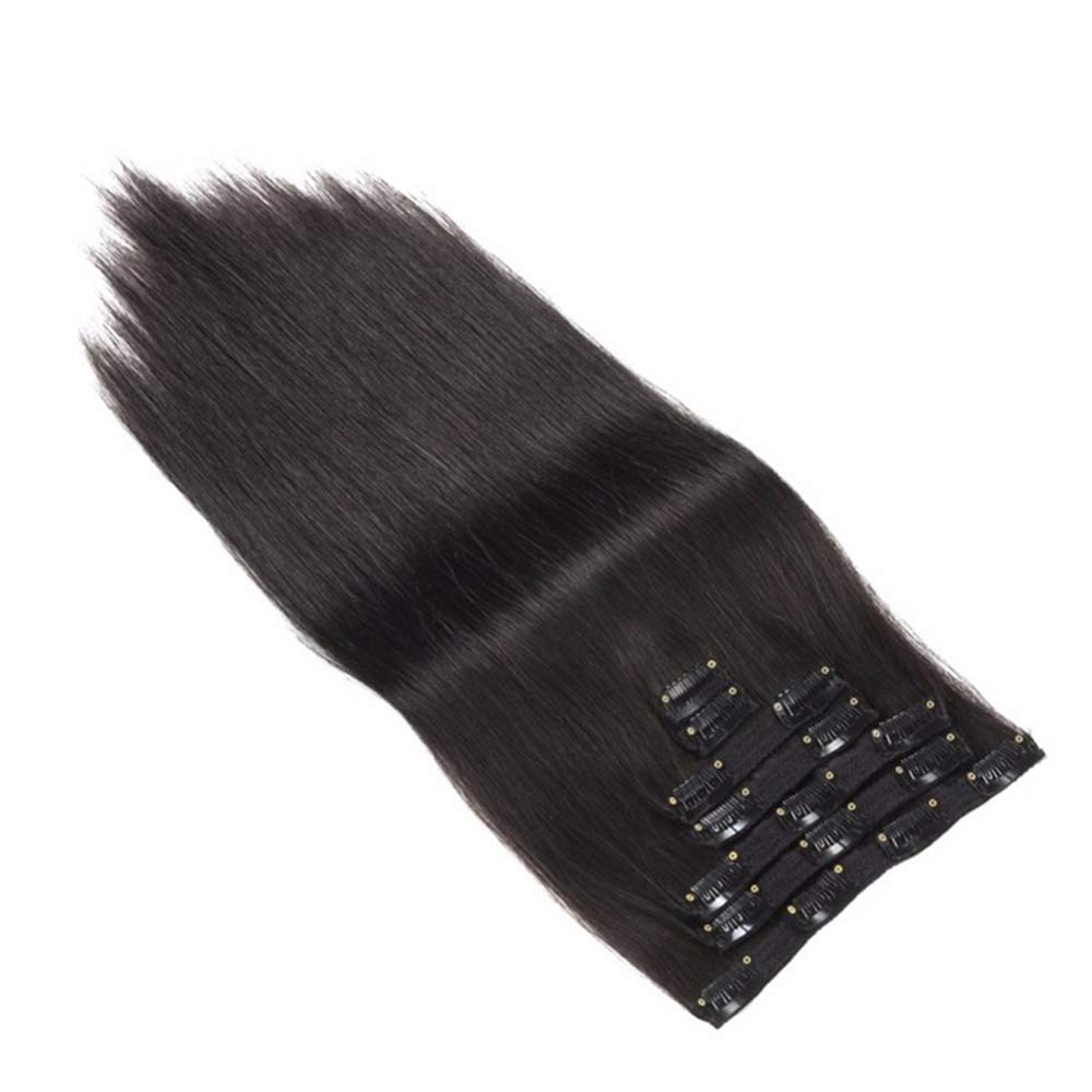 7A Straight Clip-In Human Hair Extensions - 100% Peruvian Virgin Hair, 8pcs/set (100g) - 20inch Natural Black #1B for African American Hair - Perfect for Daily Styling, Volume Boost & Special Occasions