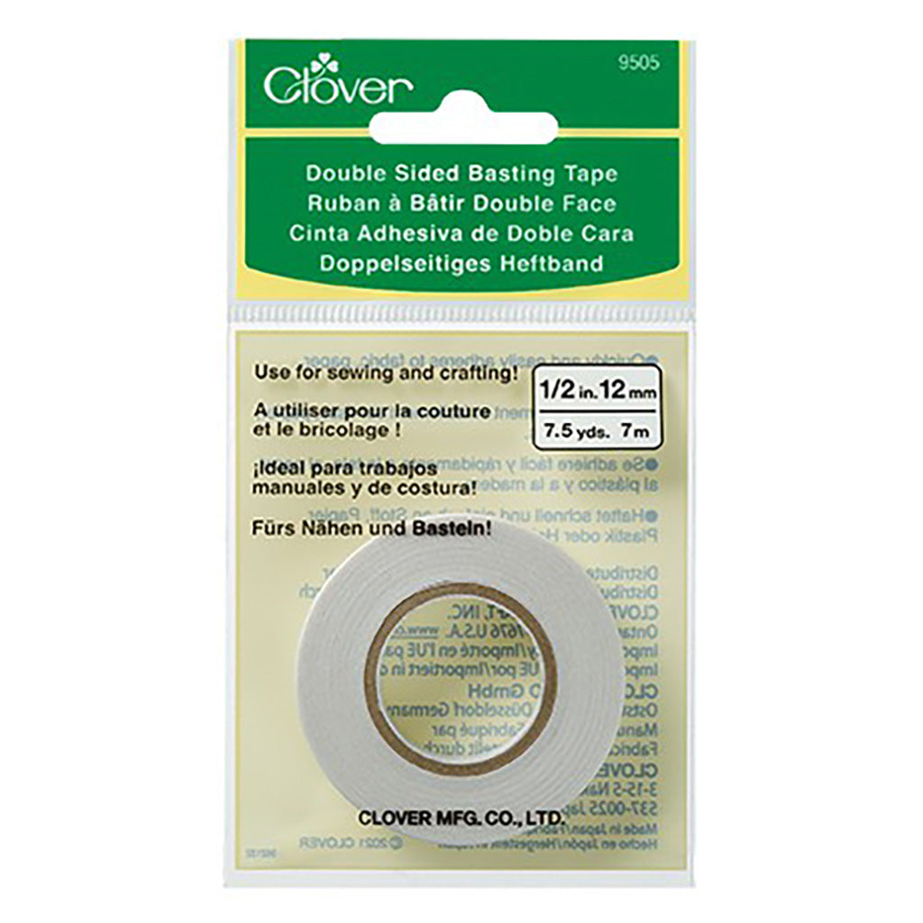 Clover Double Sided Basting Tape 12mm - Washable Fabric Adhesive for Quilting, Sewing & Crafting - Perfect for Hemming, Applique & DIY Projects