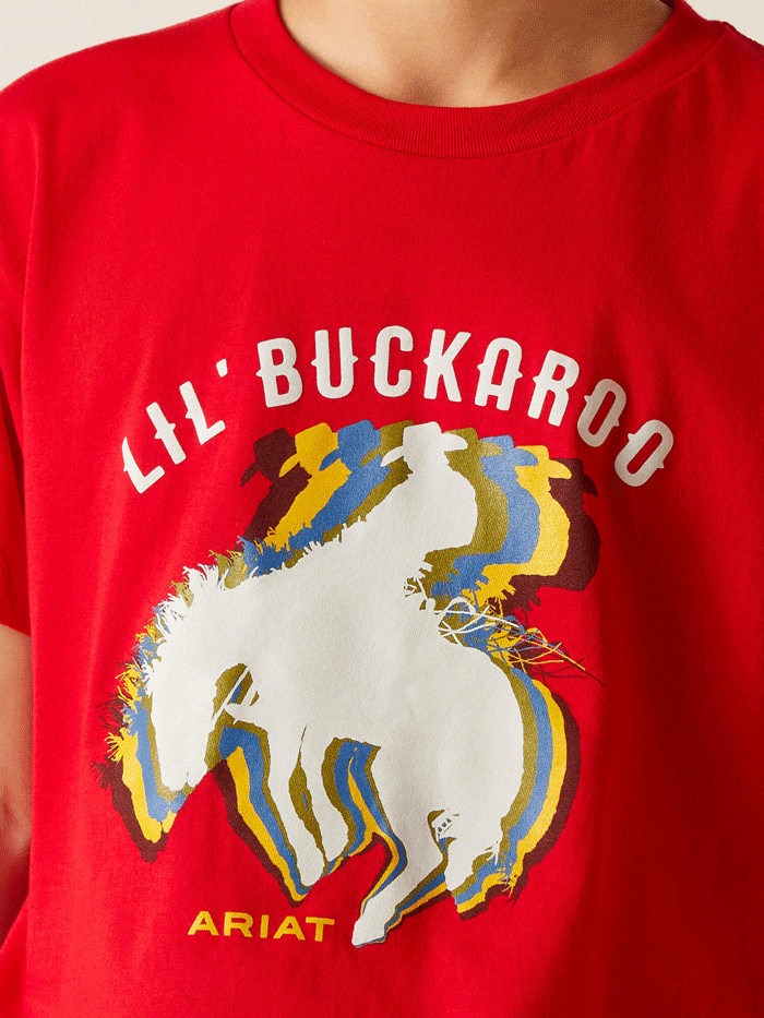 Ariat 10047910 Kids Block Rodeo T-Shirt - Red Western Style Tee for Boys & Girls - Perfect for Rodeo Events, Ranchers, and Outdoor Adventures