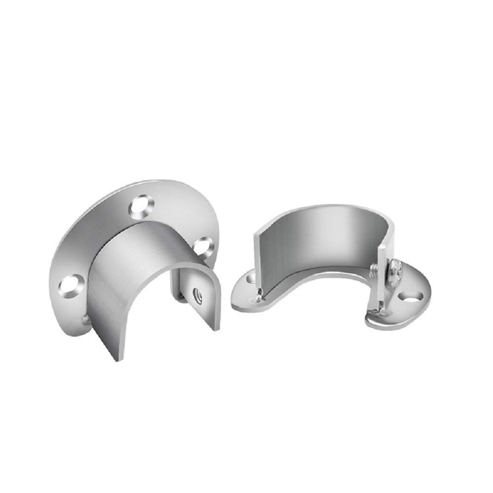 Heavy Duty Stainless Steel Closet Rod Support Brackets - 2 Pack Round Flange Holder with Screws for Wardrobe, Shower Curtain Rod (25mm/1 Inch) - Perfect for Home Organization & Bathroom Renovation Projects
