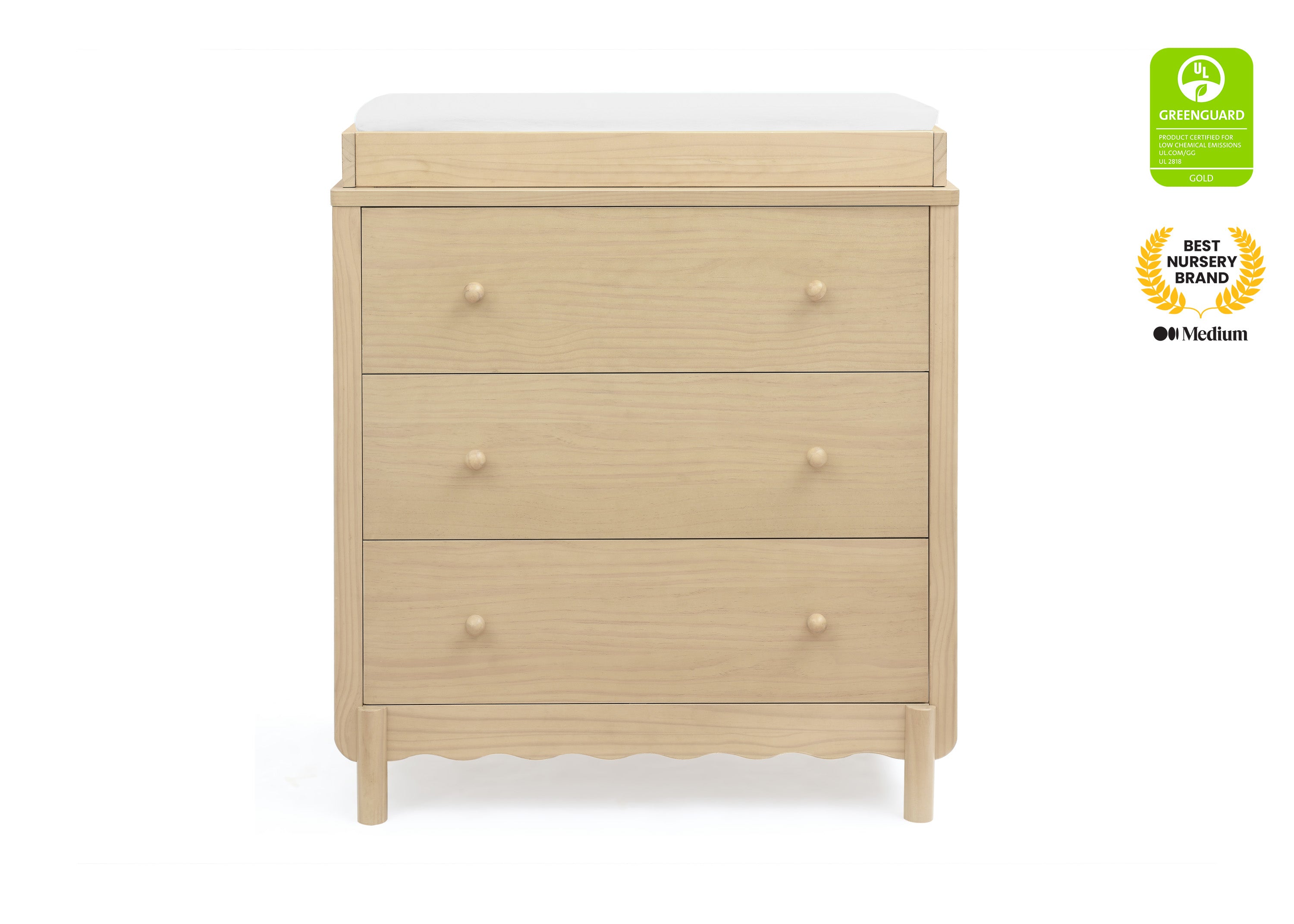 William 3-Drawer Baby Dresser with Changing Table Top & Safety Interlocking Drawers - Perfect Nursery Furniture for Diaper Changes & Infant Clothing Storage
