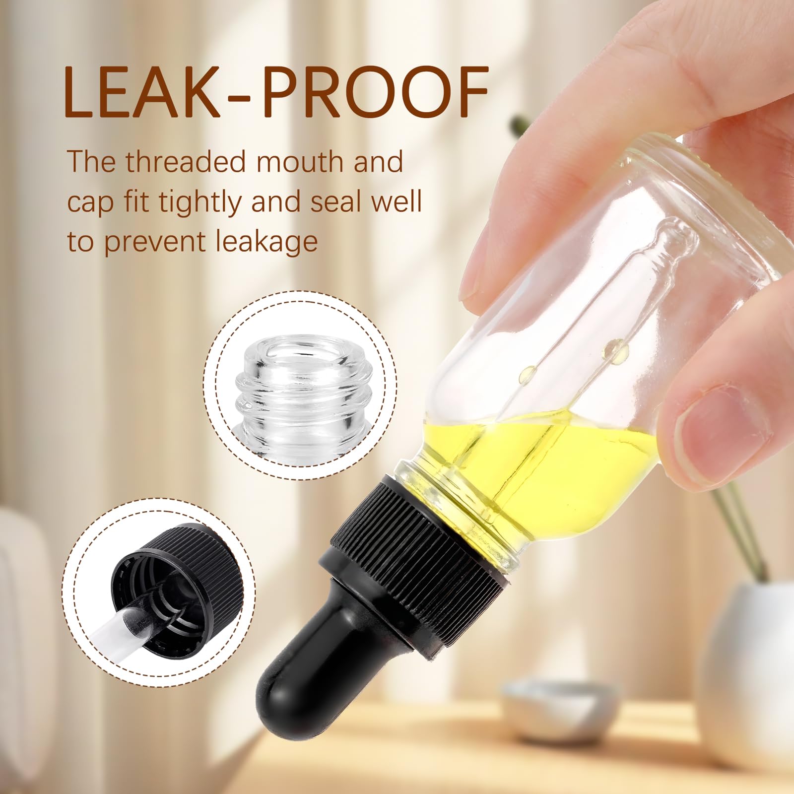 Kesell 20 Pack 15ml Clear Glass Dropper Bottles - Essential Oil Containers with Eye Droppers, Empty Sample Storage Jars, Travel Size Glass Vials for Oils, Perfume, DIY Blends - Perfect for Aromatherapy, Skincare, and Travel Organization