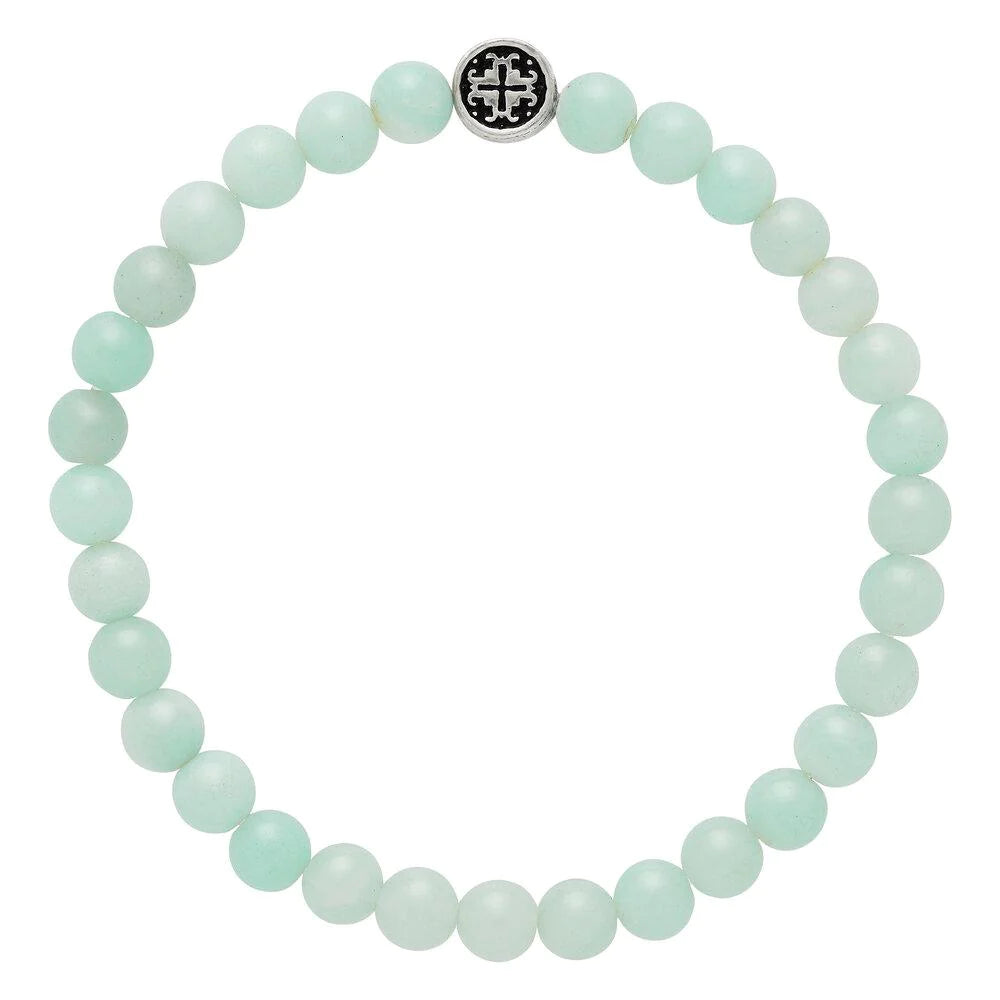 Amazonite Healing Bracelet for Women - Mala + Mantra Beaded Stretch Bracelet for Stress Relief, Chakra Balancing & Positive Energy - Perfect for Meditation, Yoga & Spiritual Gifts