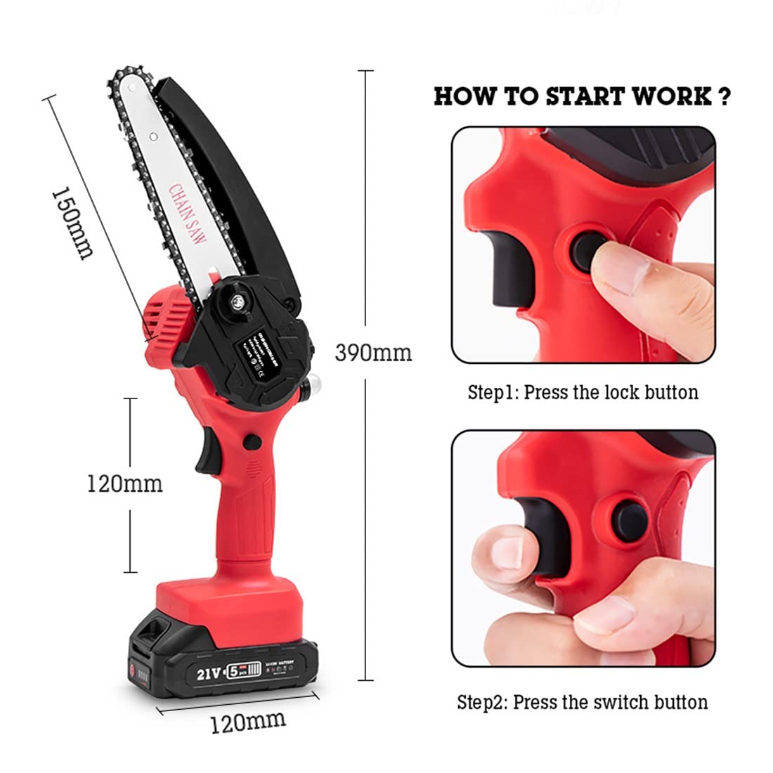 6 Inch Cordless Mini Chainsaw with Battery & Charger - Portable Electric Chain Saw for Gardening, Wood Cutting, Tree Pruning & Outdoor Camping - Lightweight & Powerful Handheld Chainsaw for DIY & Home Use