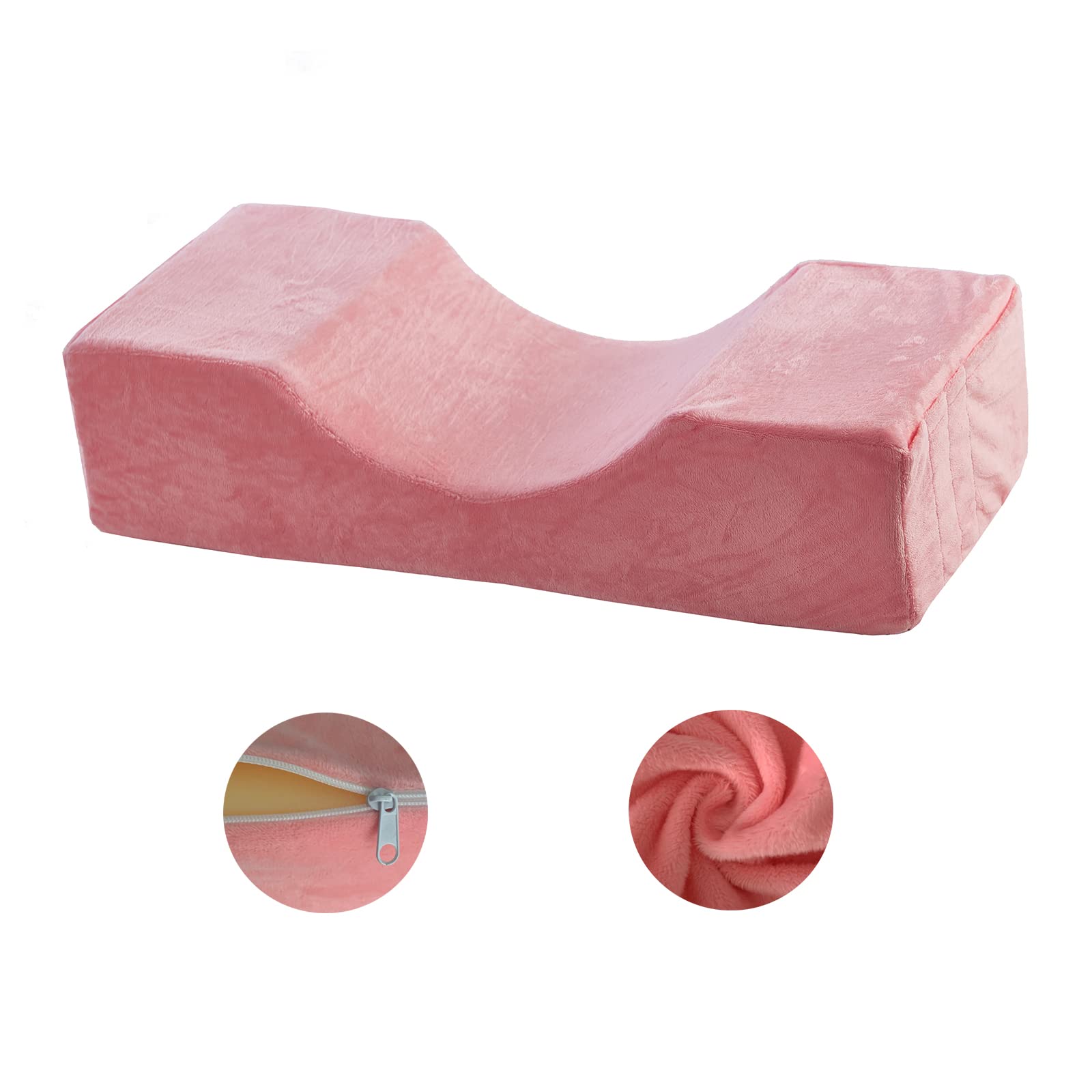 Professional Memory Foam Eyelash Extension Neck Pillow - Soft Velvet Cover for Lash Artists & Salon Use - Ergonomic Cervical Support for Comfortable Lash Application (Pink) - Perfect for Eyelash Extensions, Microblading & Beauty Treatments