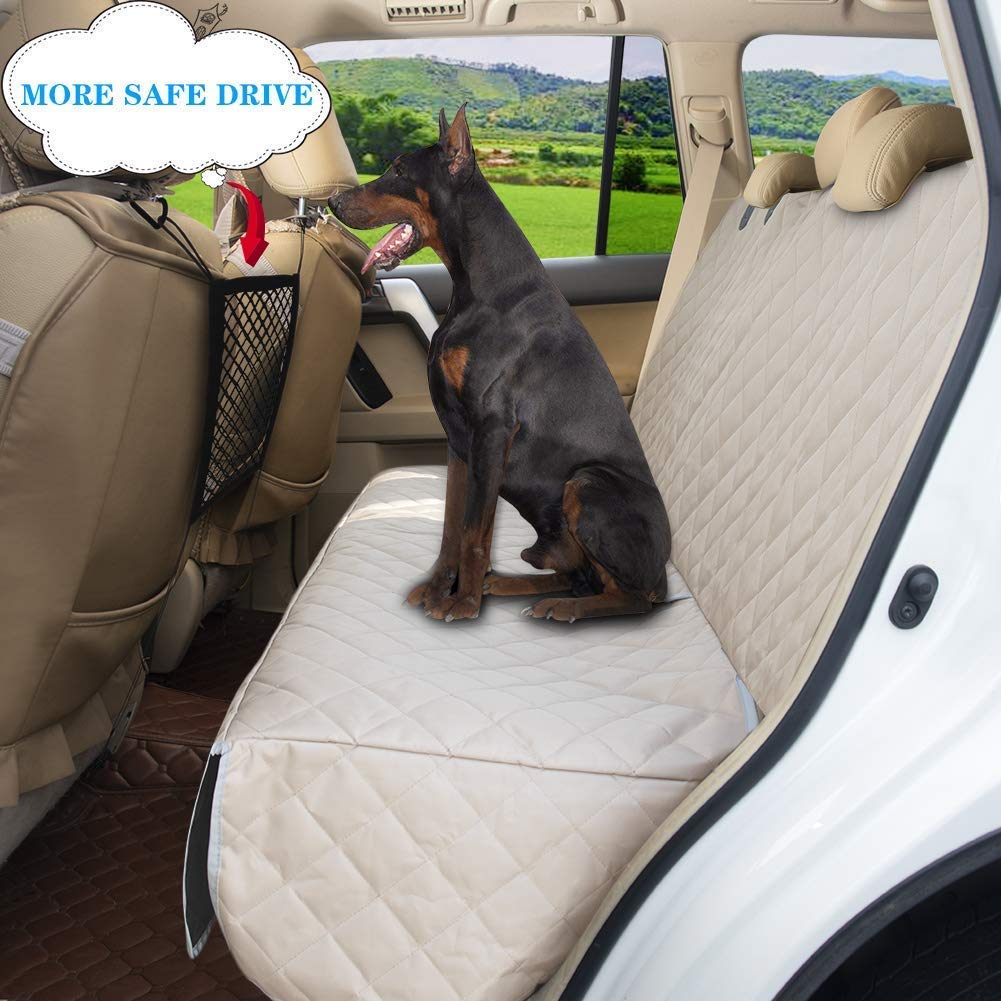 Premium Waterproof Dog Seat Cover for Cars - Heavy Duty, Non-Slip Pet Protection for Back & Front Seats | Universal Fit, Heat Resistant & Scratch Proof | Ideal for Travel, Daily Commutes & Family Road Trips (Beige)