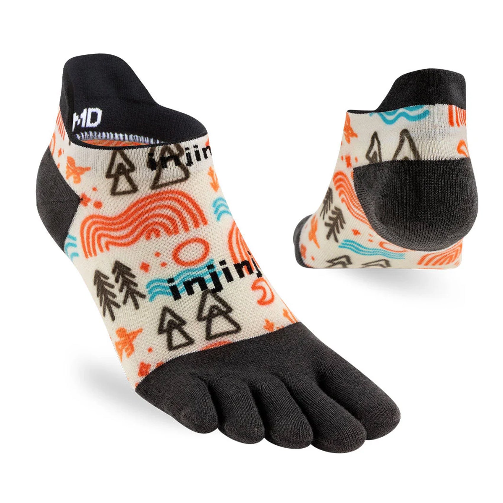 **Injinji Men's No-Show Running Socks – Artist-Designed Toe Socks for Comfort & Performance – Ideal for Running, Hiking & Gym Workouts**