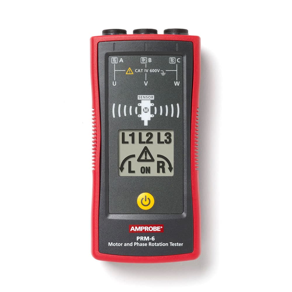 Amprobe 4375950 PRM-6 3-Phase Wire Sequence & Non-Contact Wireless Motor Rotation Tester - Perfect for HVAC, Industrial Motors & Electrical Maintenance